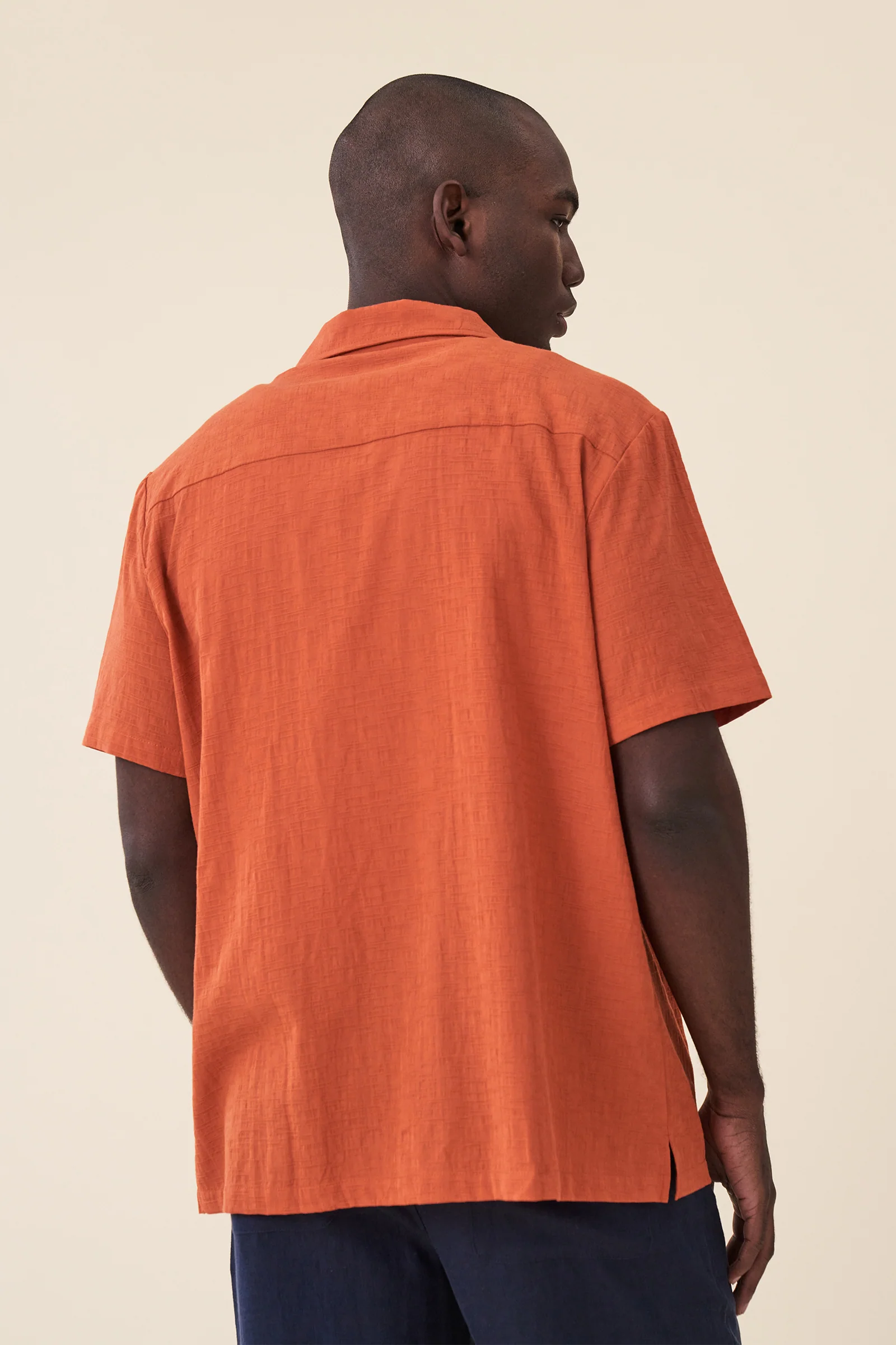 ORANGE OVERSIZED TEXTURED COTTON SHIRT - Image 4