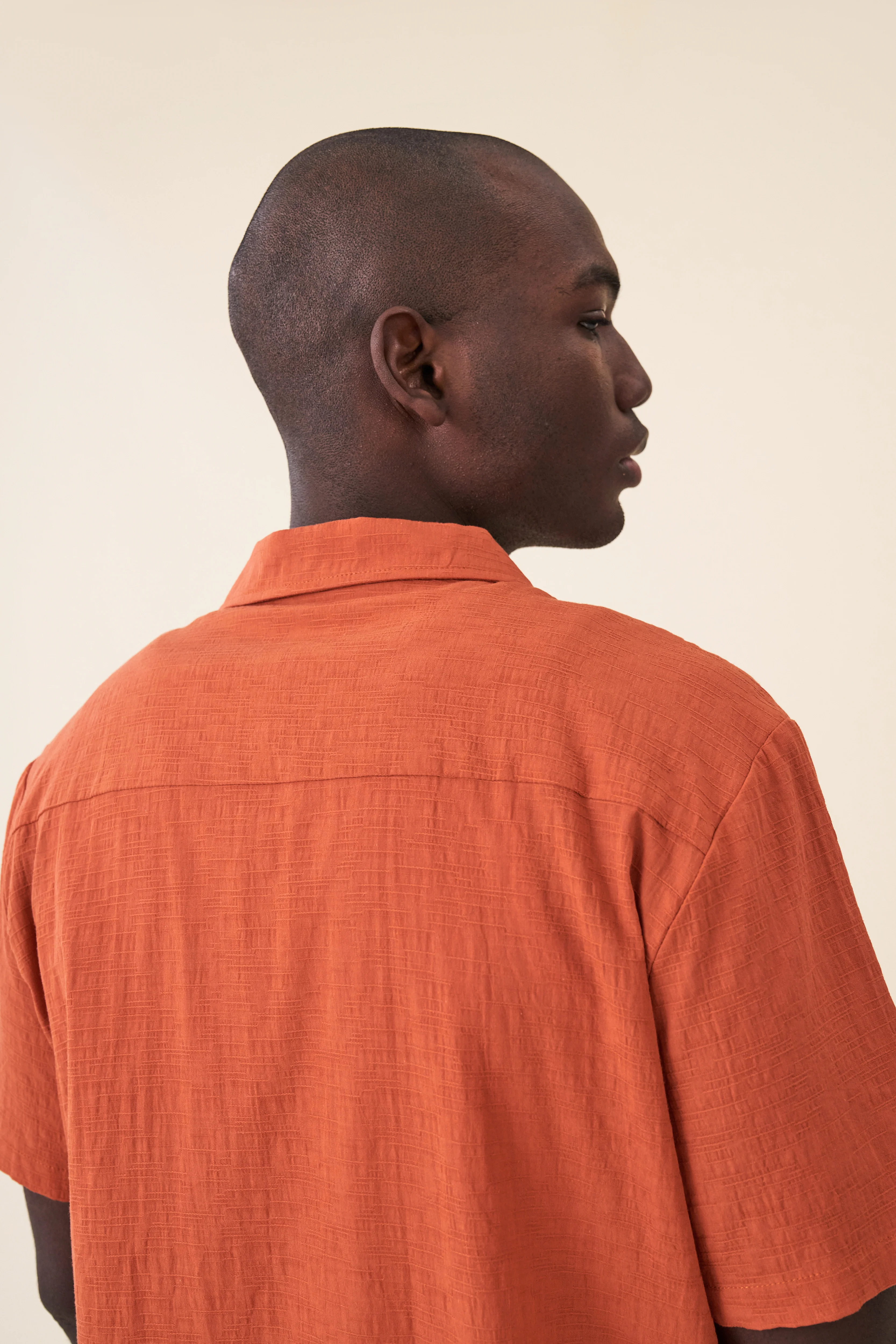 ORANGE OVERSIZED TEXTURED COTTON SHIRT - Image 7