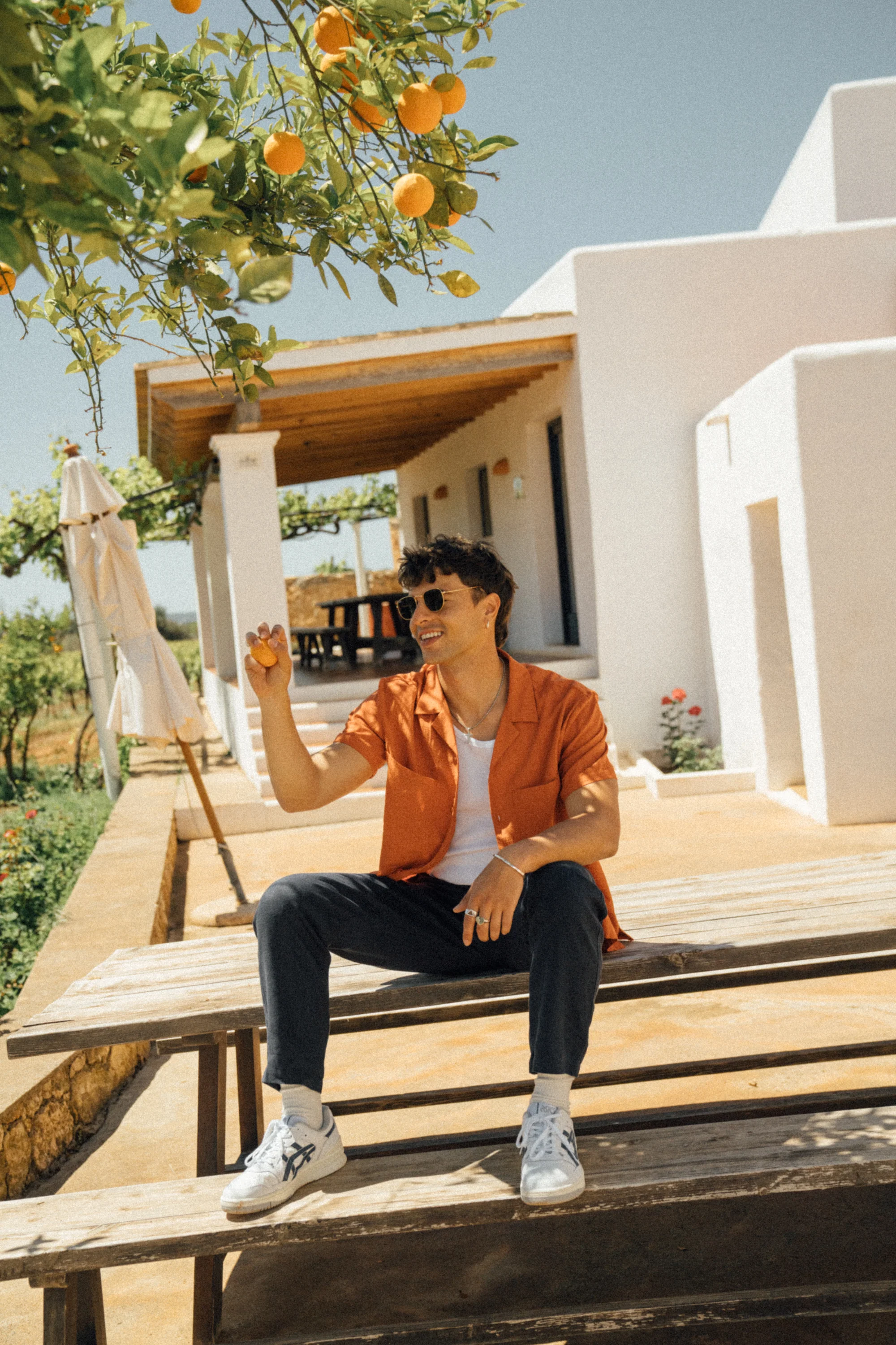 ORANGE OVERSIZED TEXTURED COTTON SHIRT - Image 8
