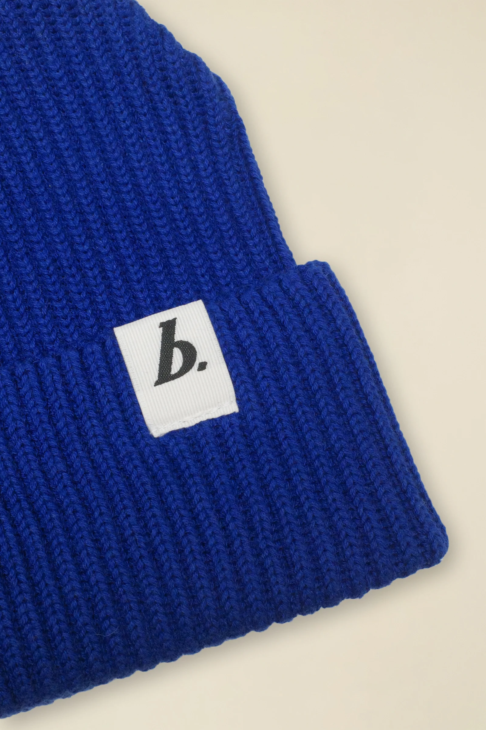 ORGANIC FISHERMAN RIBBED LABEL BEANIE - BLUE - Image 2