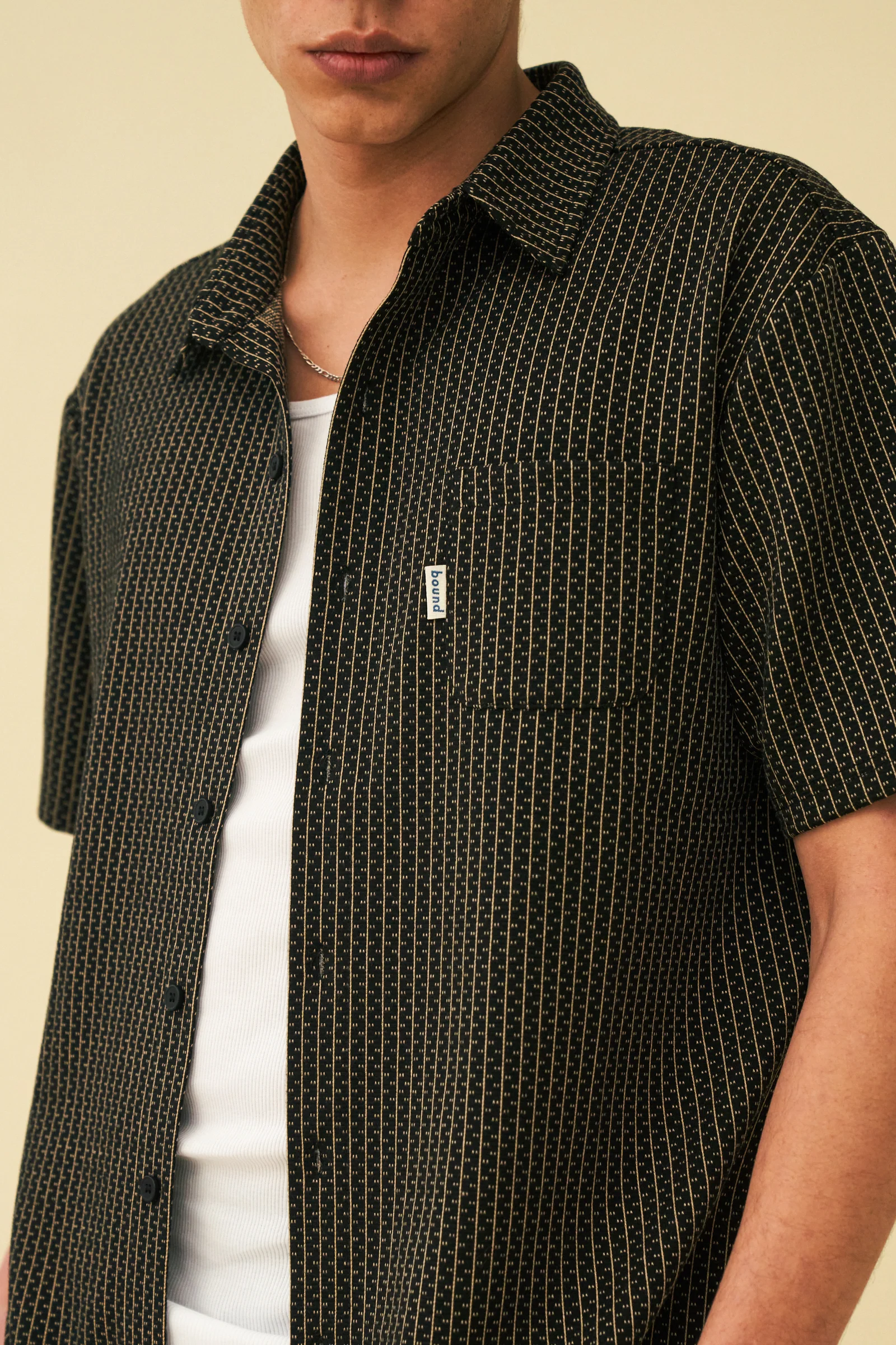 OSCURO PATTERNED TEXTURED POLO SHIRT - BLACK - Image 2