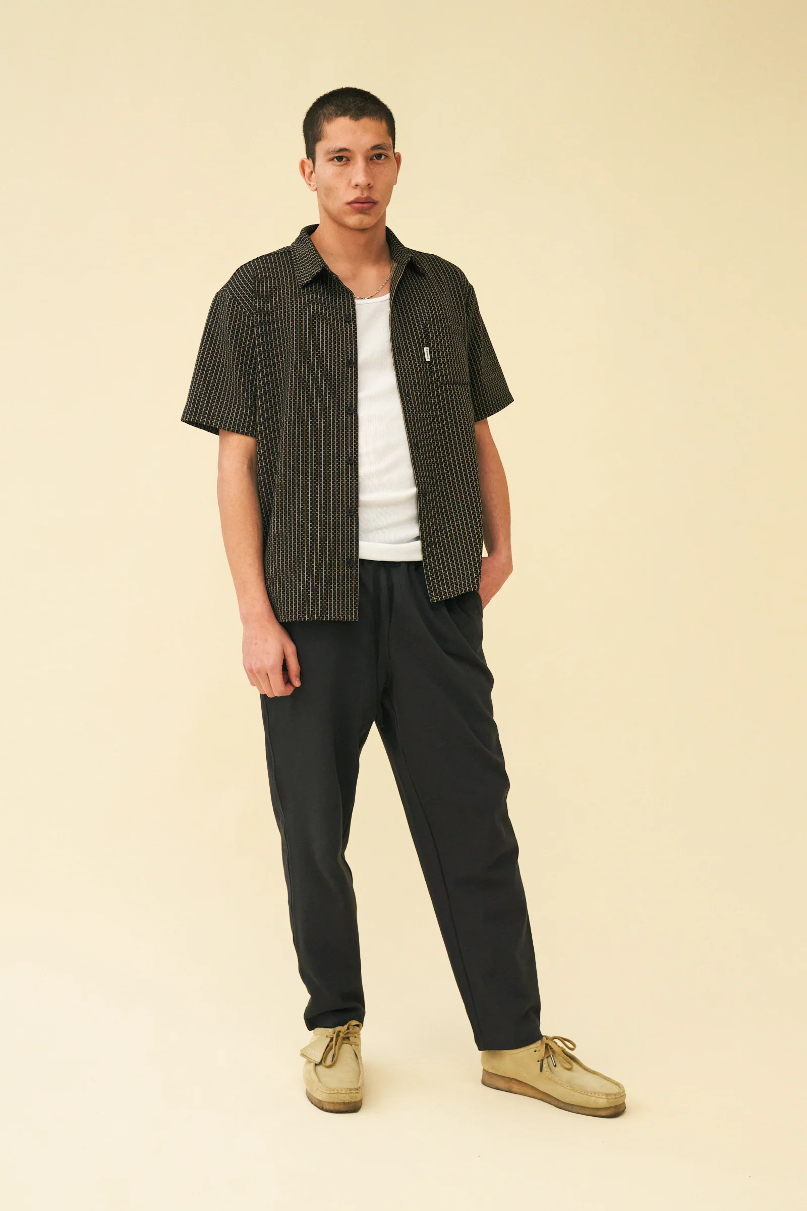 OSCURO PATTERNED TEXTURED POLO SHIRT - BLACK - Image 3