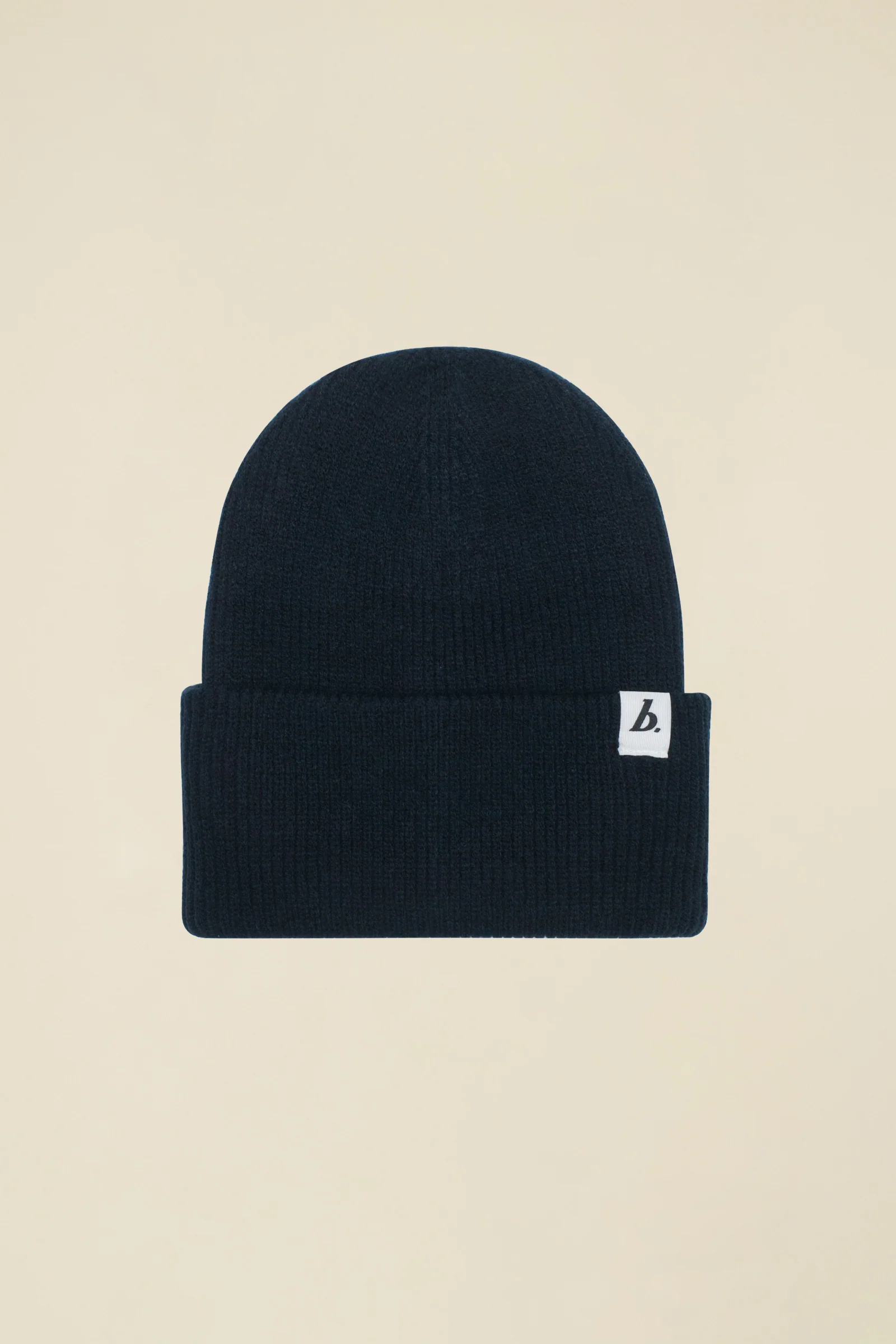 OVERSIZED RECYCLED CUFFED LABEL BEANIE - FRENCH NAVY