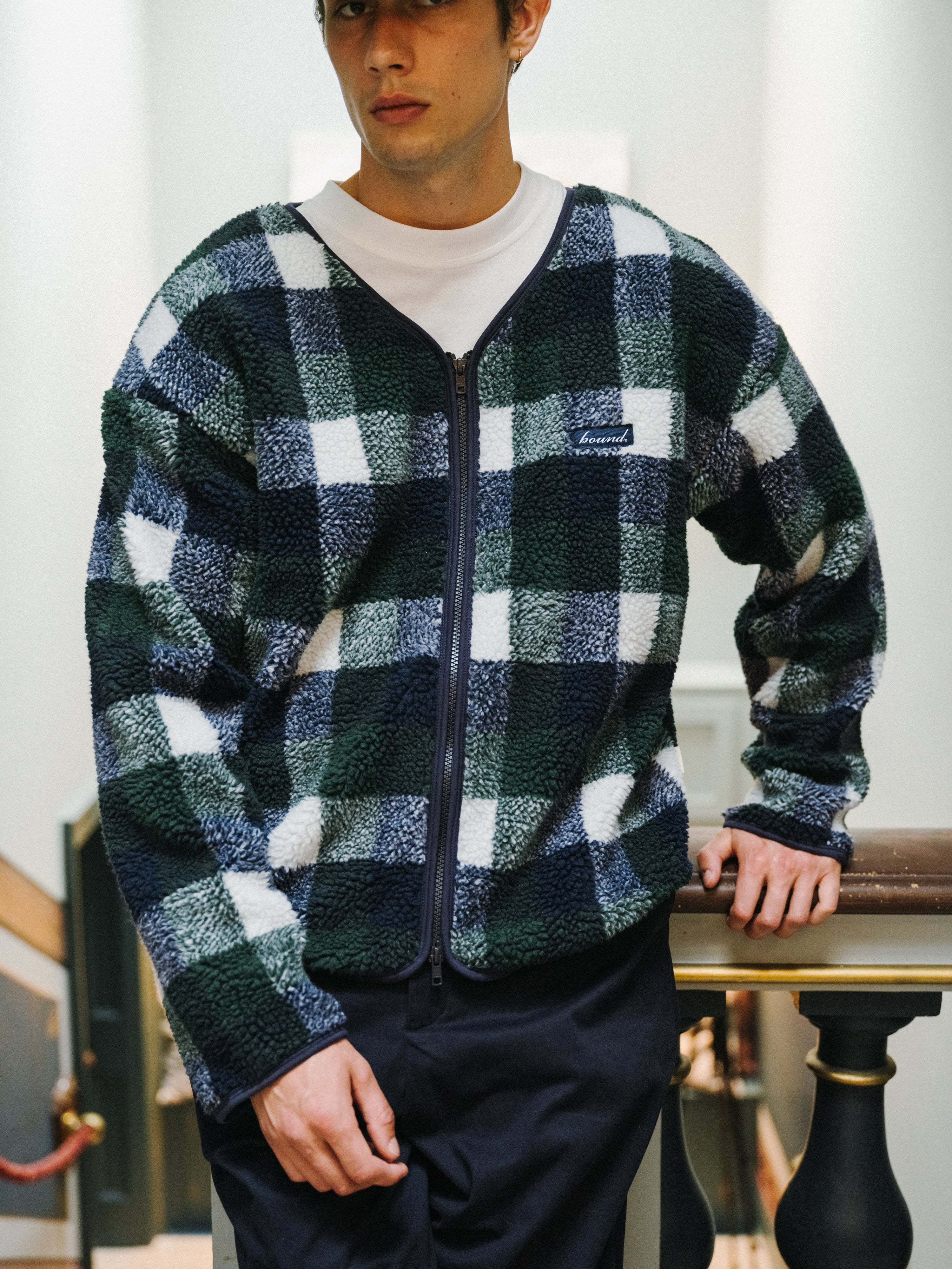 OXFORD CHECK ZIP UP FLEECE - Image 3