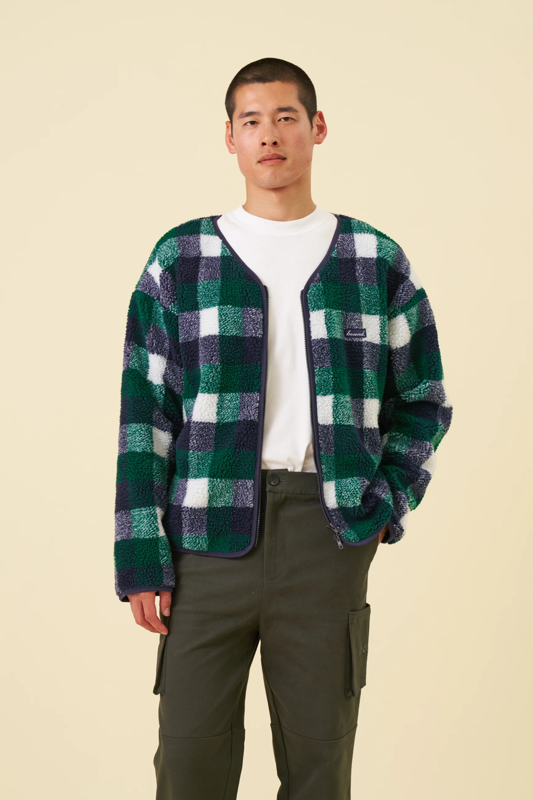 OXFORD CHECK ZIP UP FLEECE - Image 4