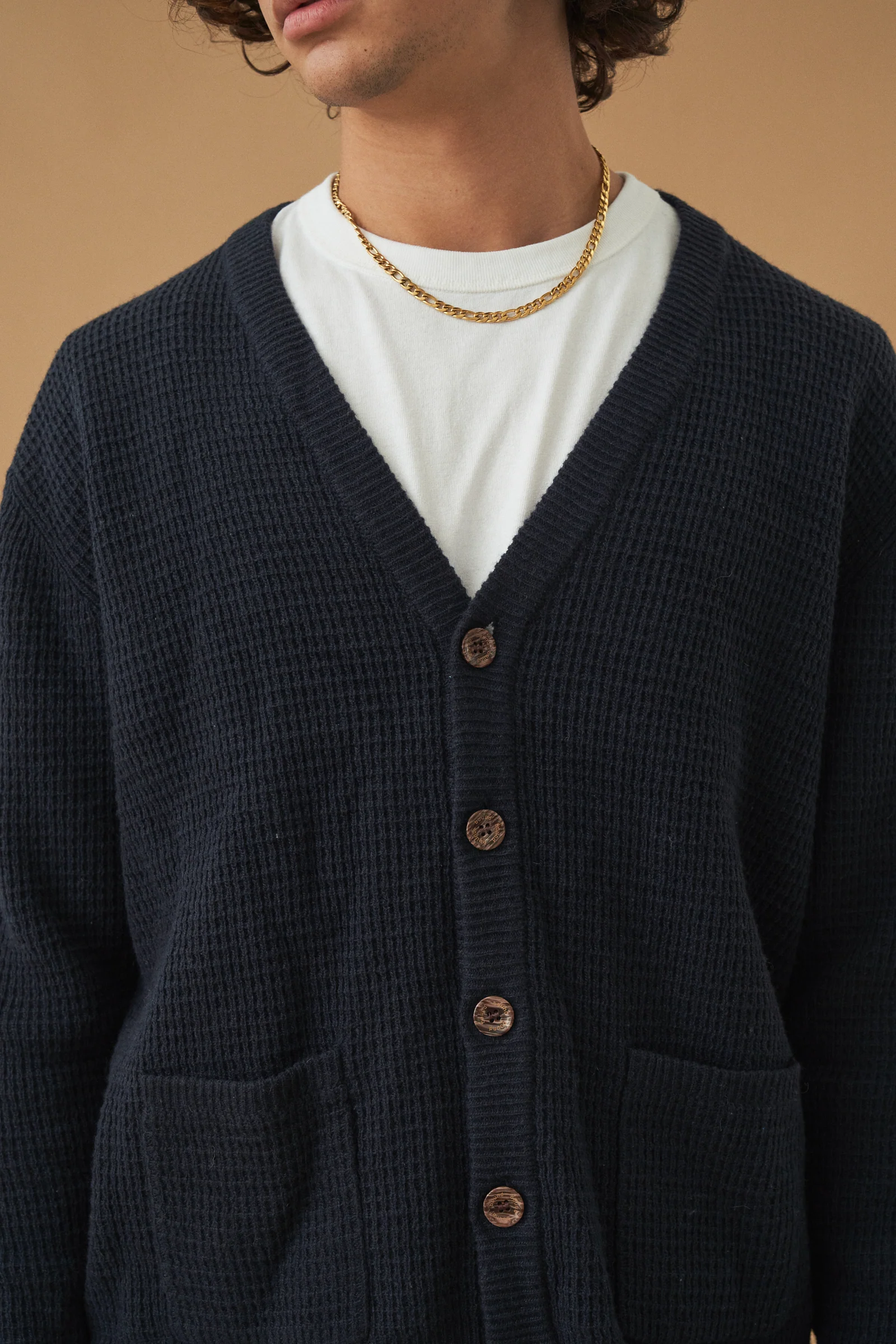 OXFORD NAVY WAFFLE CARDIGAN - Image 3