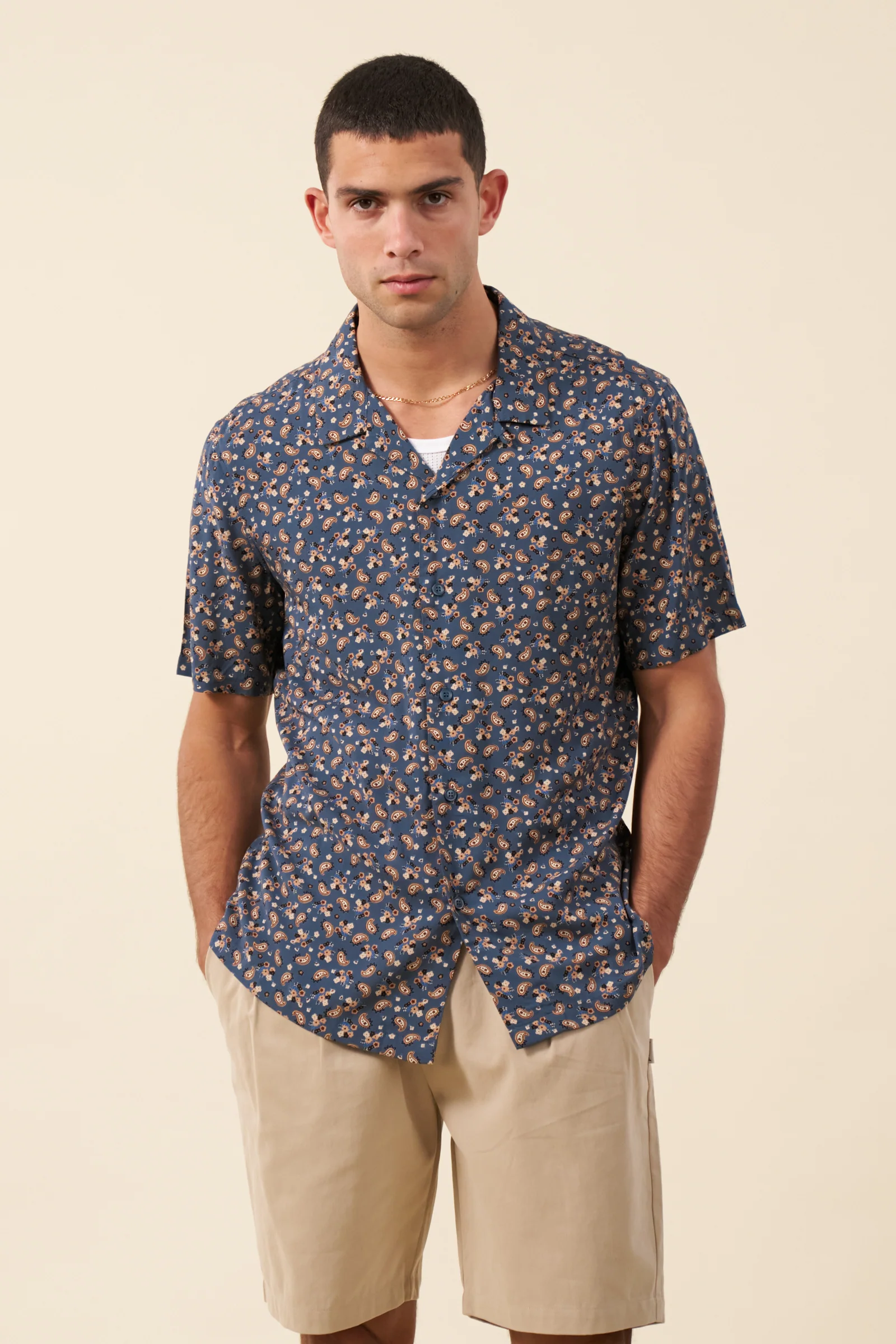 PAISLEY RAYON SHIRT - BLUE