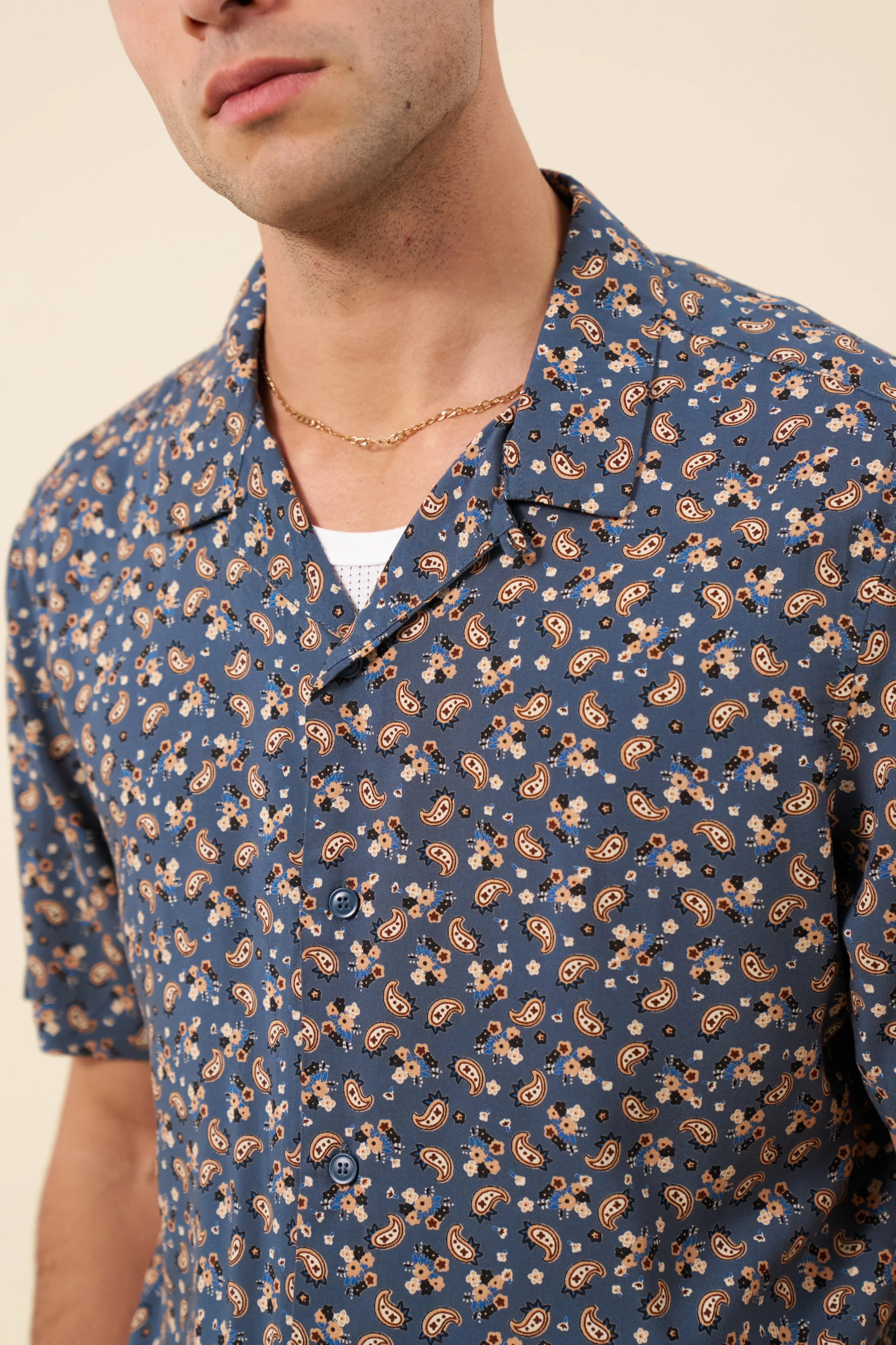 PAISLEY RAYON SHIRT - BLUE - Image 6