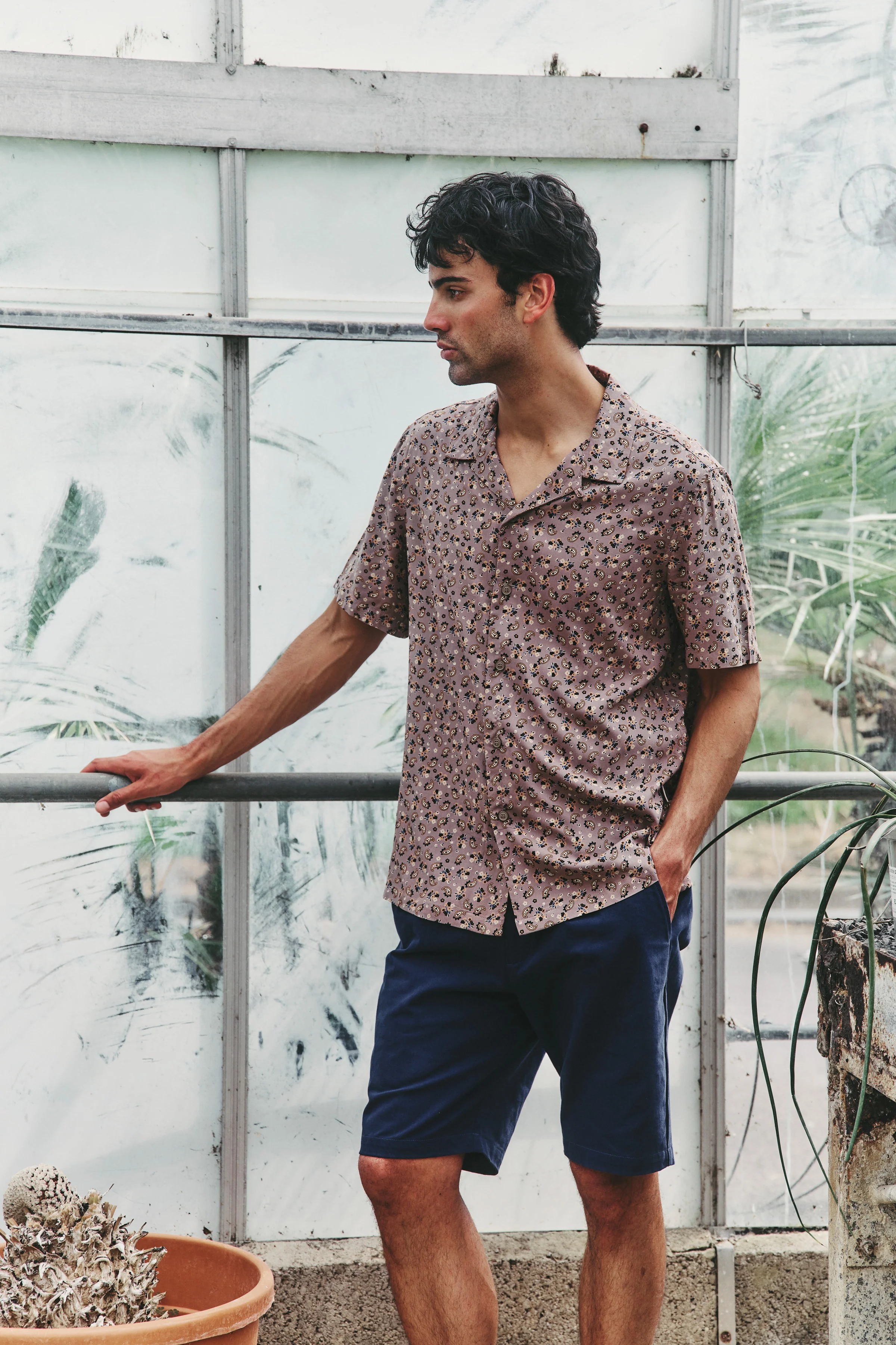PAISLEY RAYON SHIRT - MUSHROOM - Image 2