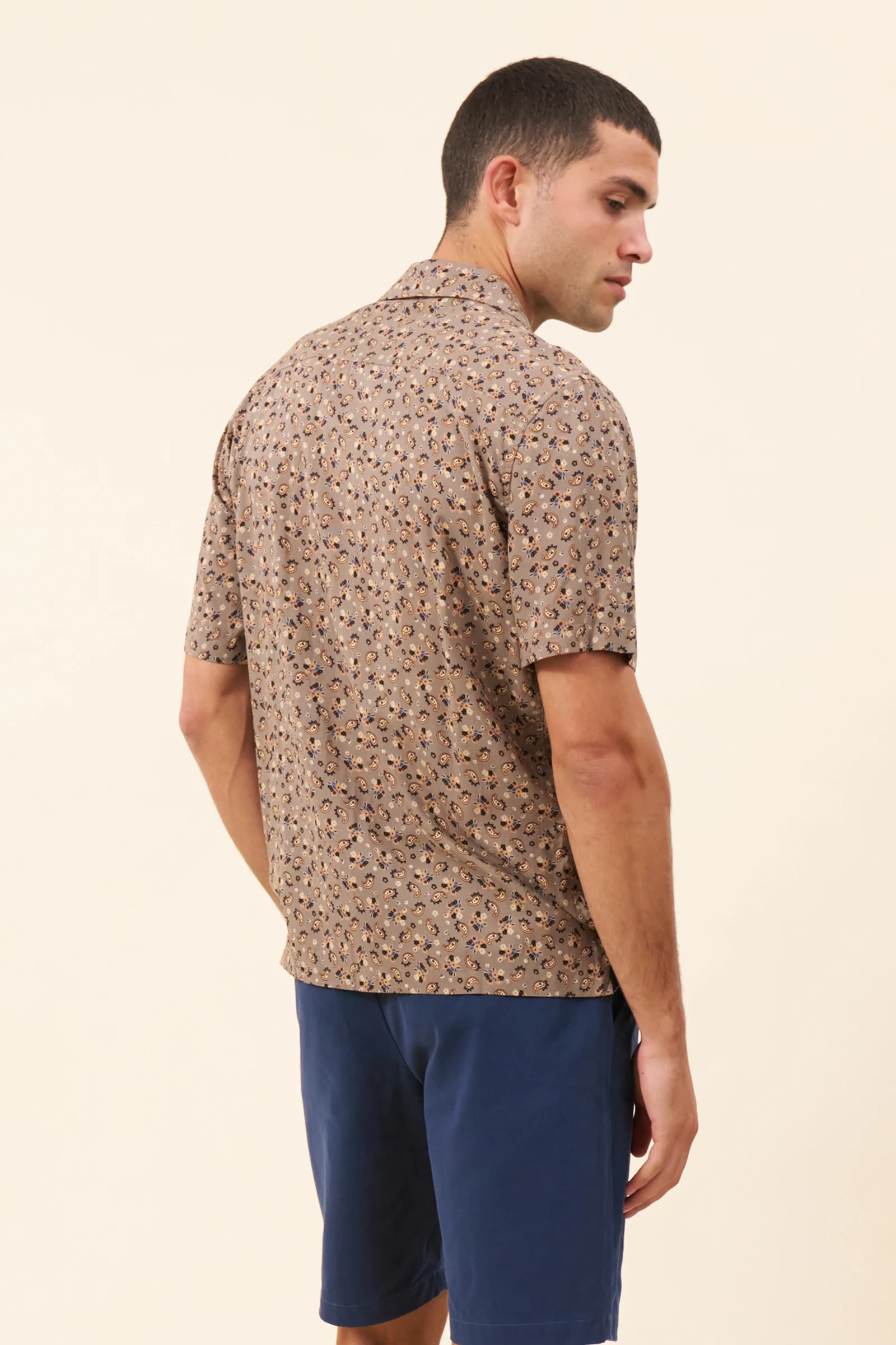 PAISLEY RAYON SHIRT - MUSHROOM - Image 4