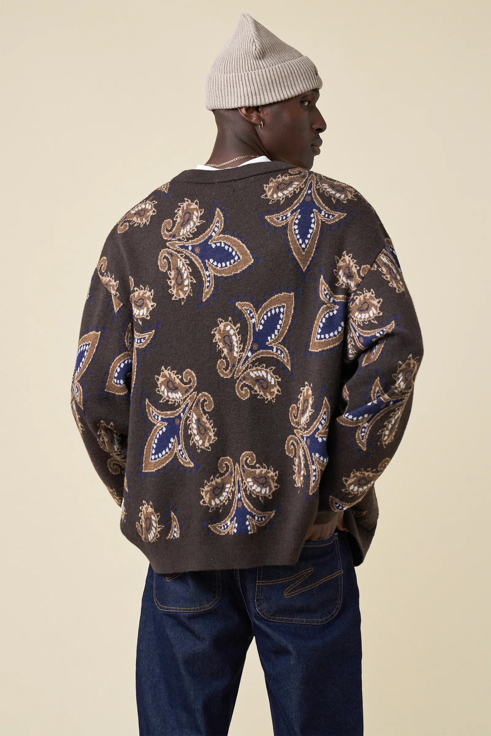 PAISLEY WOOL GRANDAD CARDIGAN - Image 4