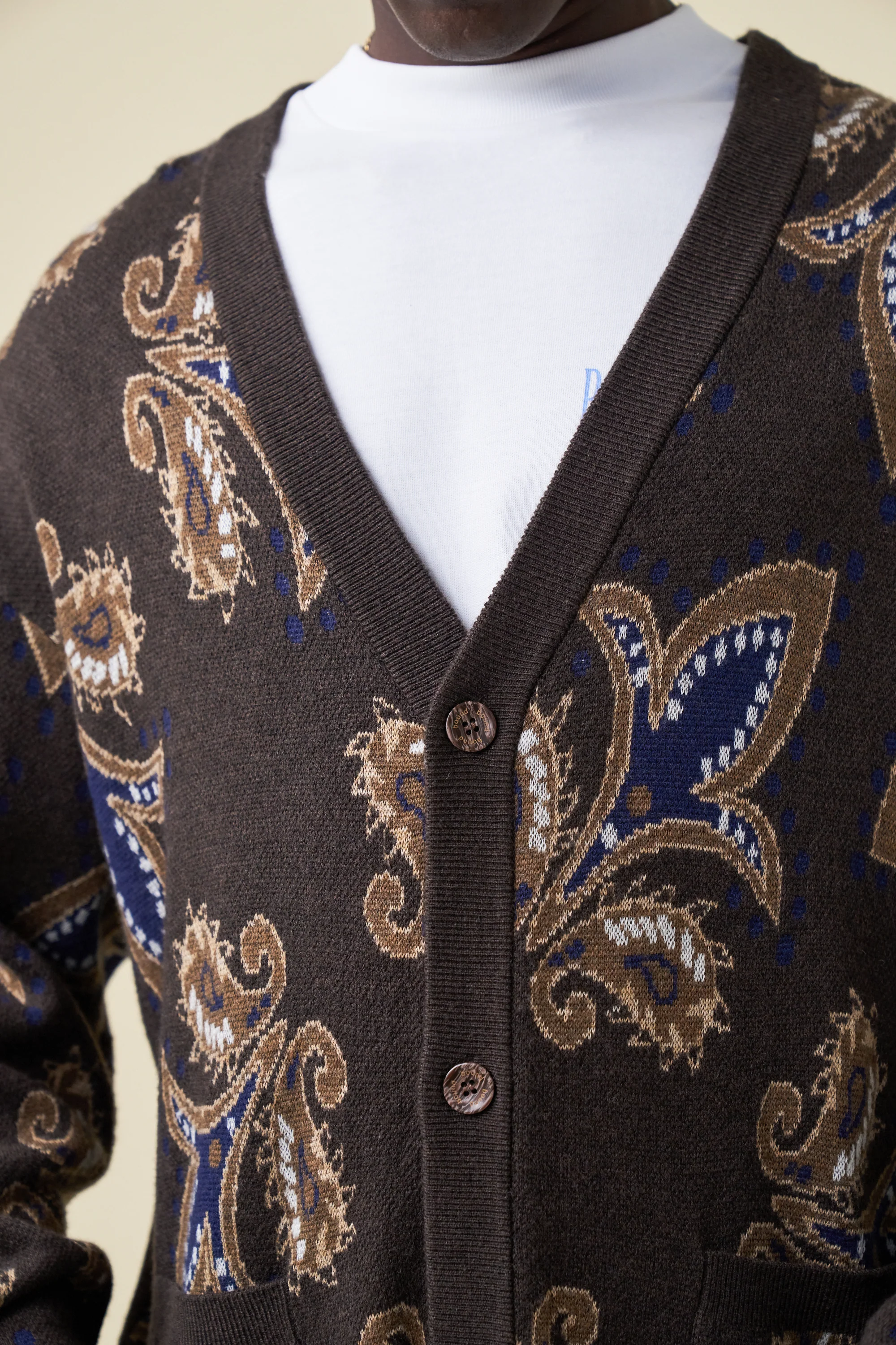 PAISLEY WOOL GRANDAD CARDIGAN - Image 5