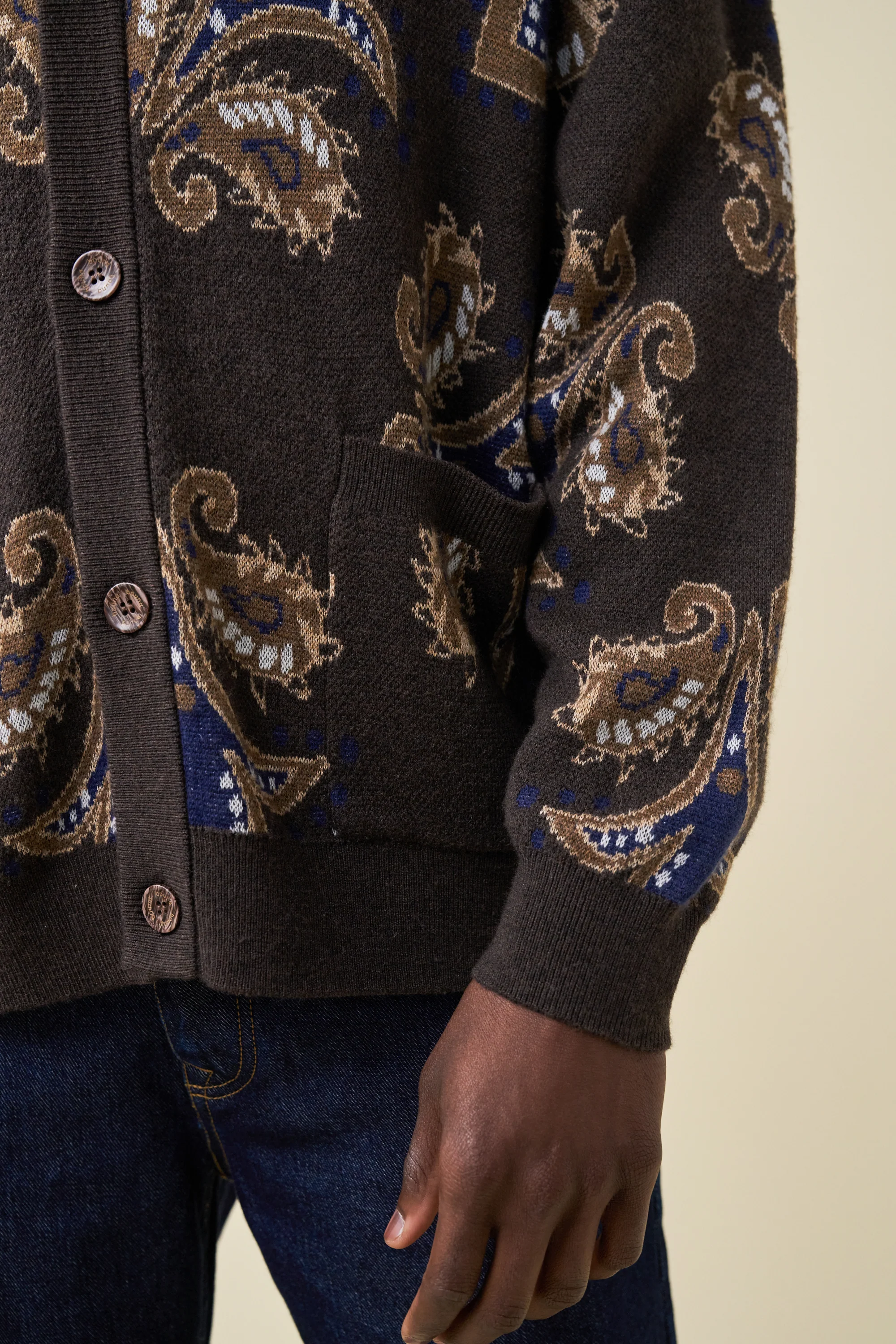 PAISLEY WOOL GRANDAD CARDIGAN - Image 6