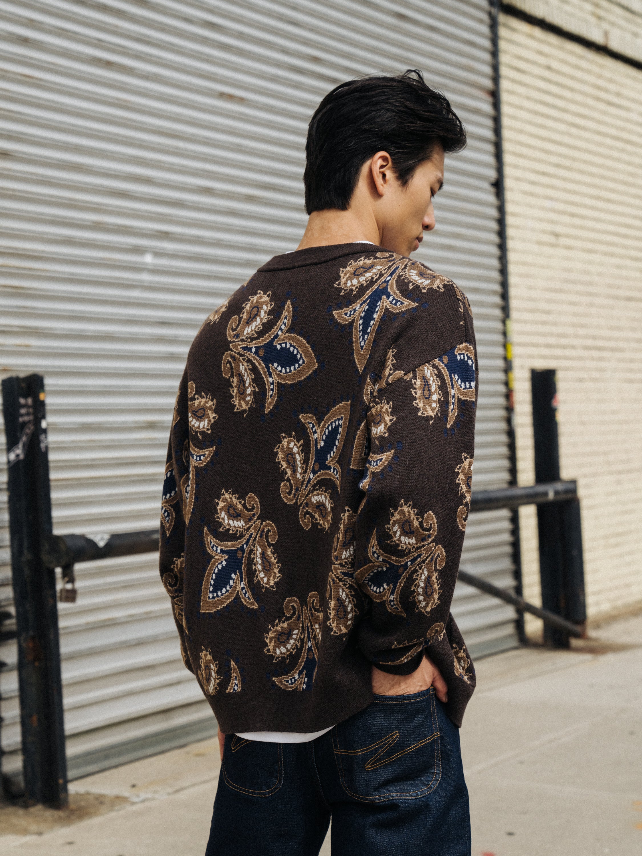 PAISLEY WOOL GRANDAD CARDIGAN - Image 9
