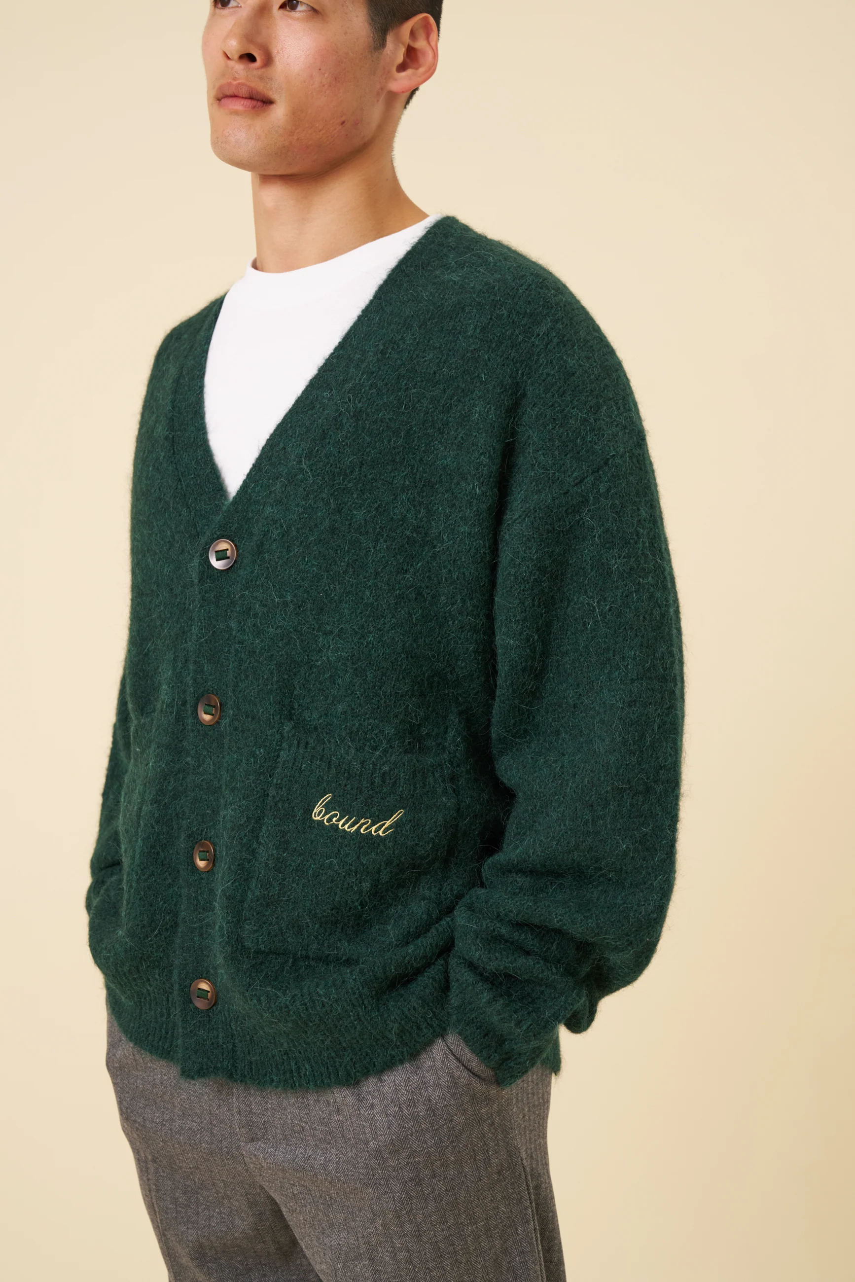 PARKER ALPACA CARDIGAN - BOTTLE GREEN - Image 3