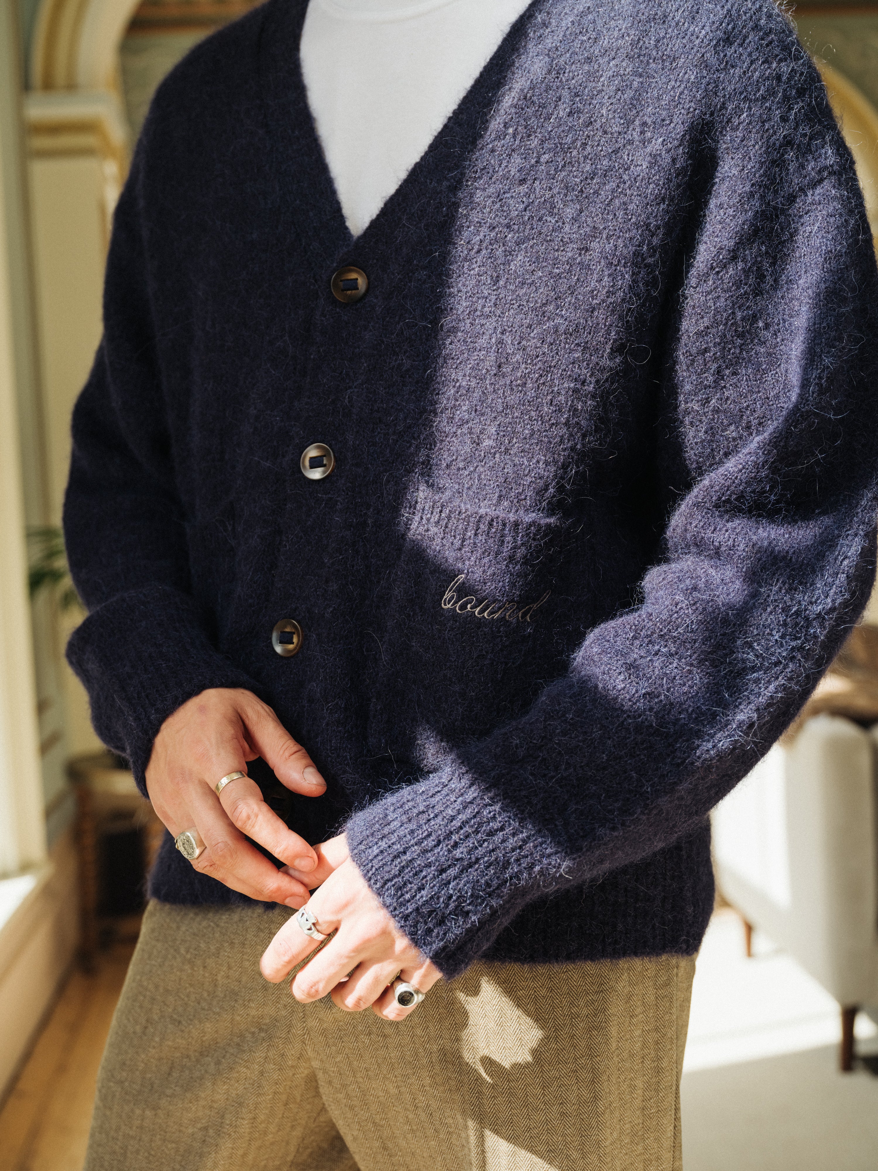 PARKER ALPACA CARDIGAN - NAVY - Image 9