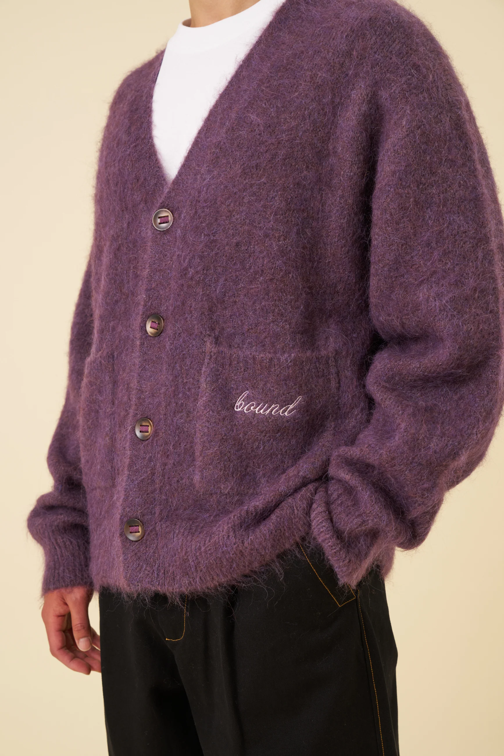 PARKER ALPACA CARDIGAN - PLUM - Image 4