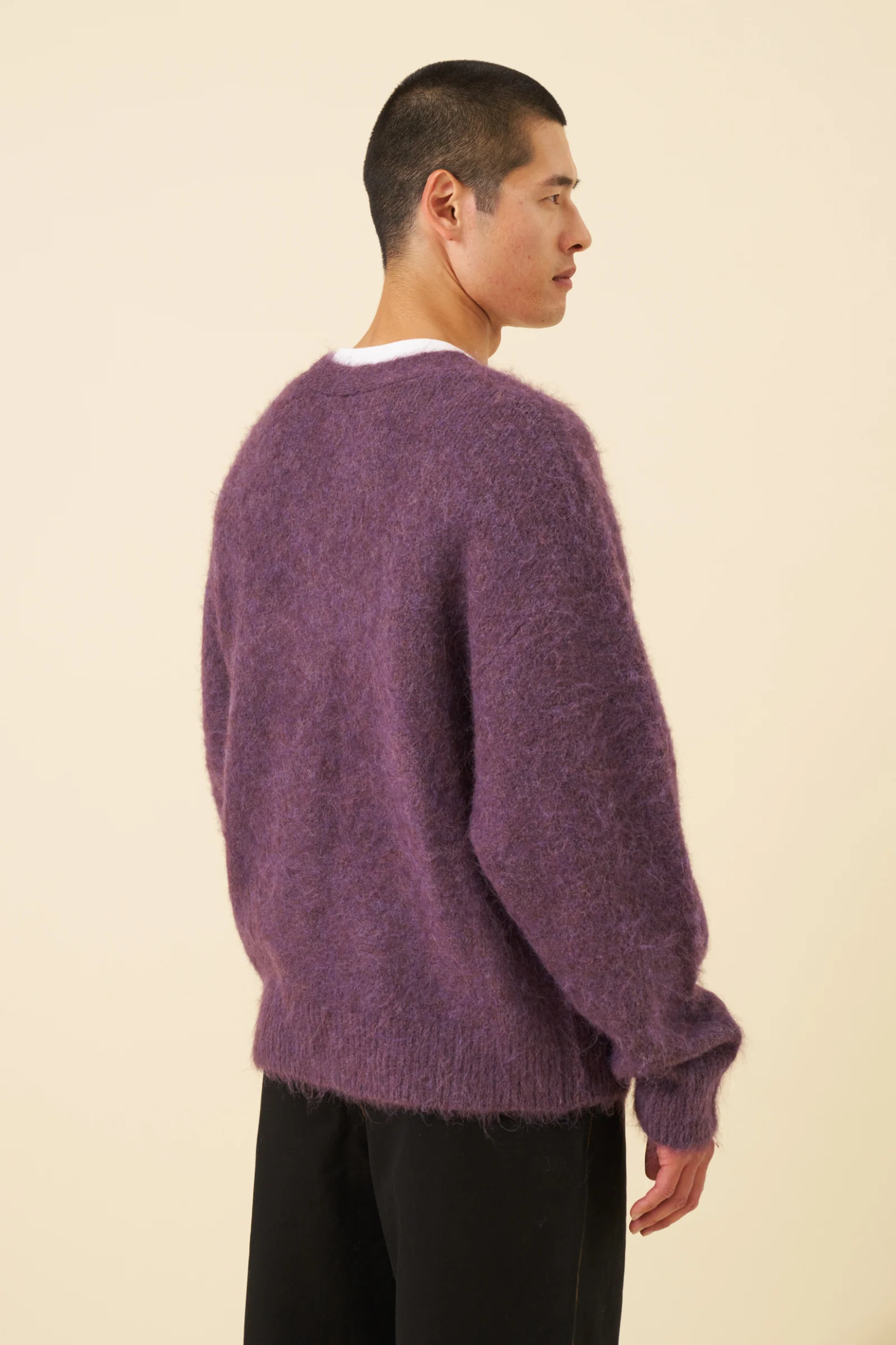 PARKER ALPACA CARDIGAN - PLUM - Image 7