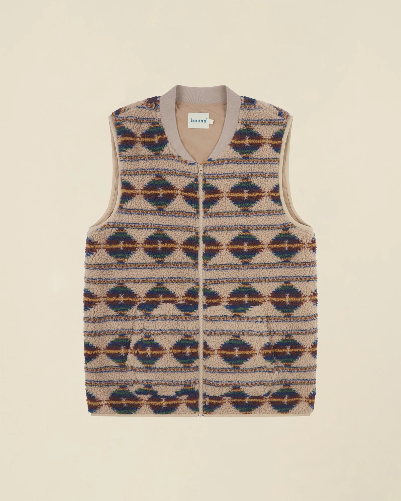 PATTERNED FLEECE GILET - CAMEL - Image 9
