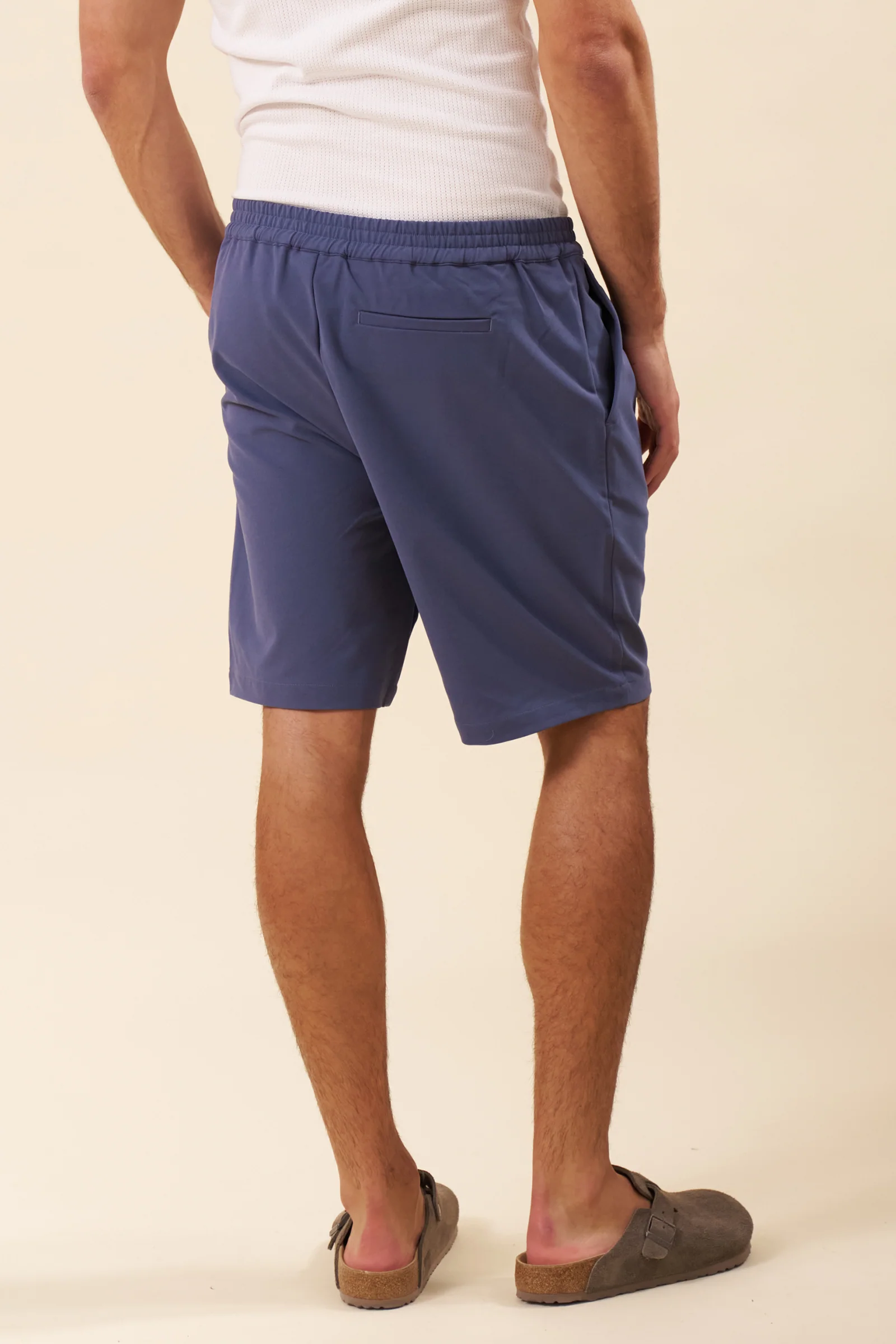 PEACHED CANVAS SHORTS - MID BLUE - Image 4