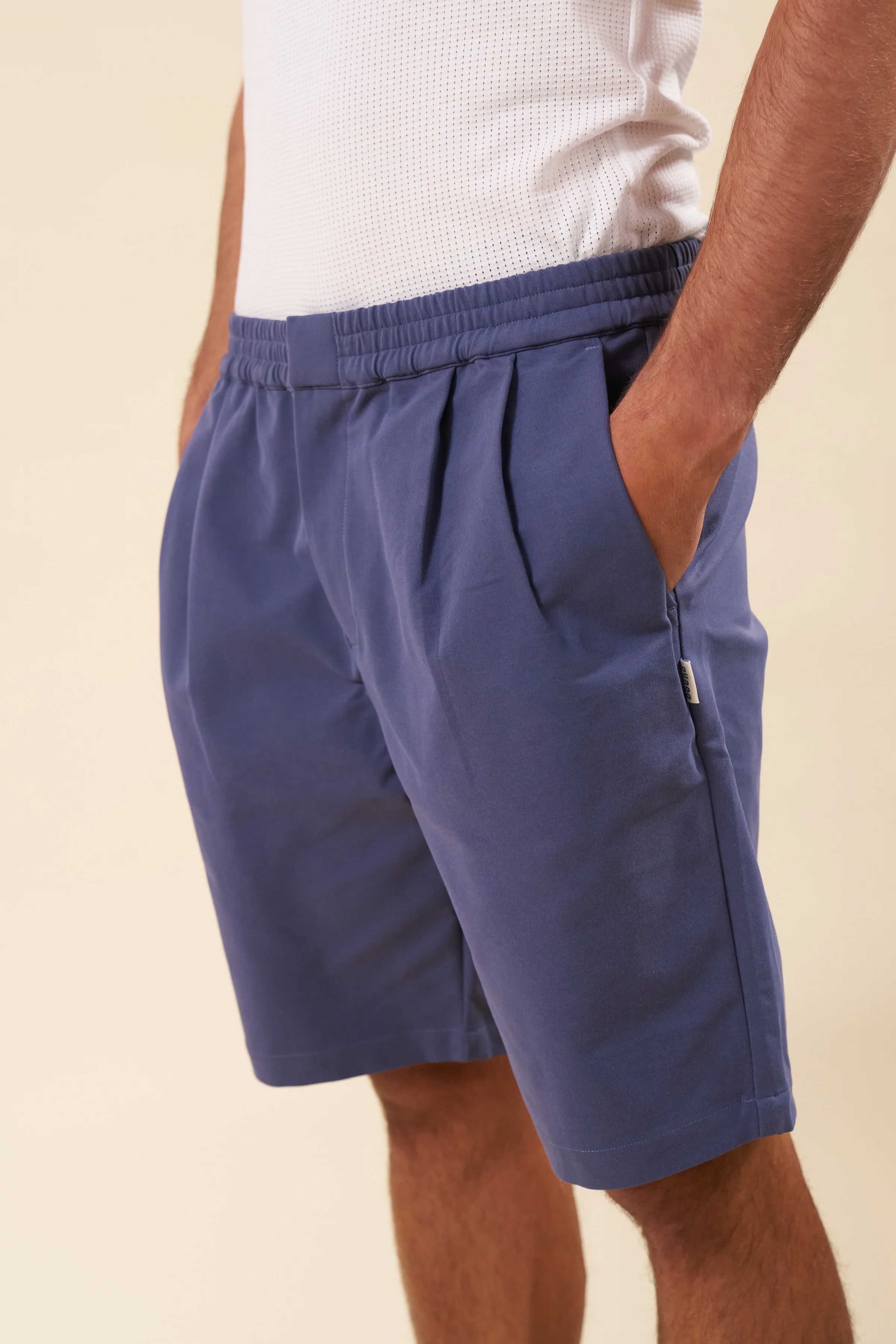 PEACHED CANVAS SHORTS - MID BLUE - Image 5