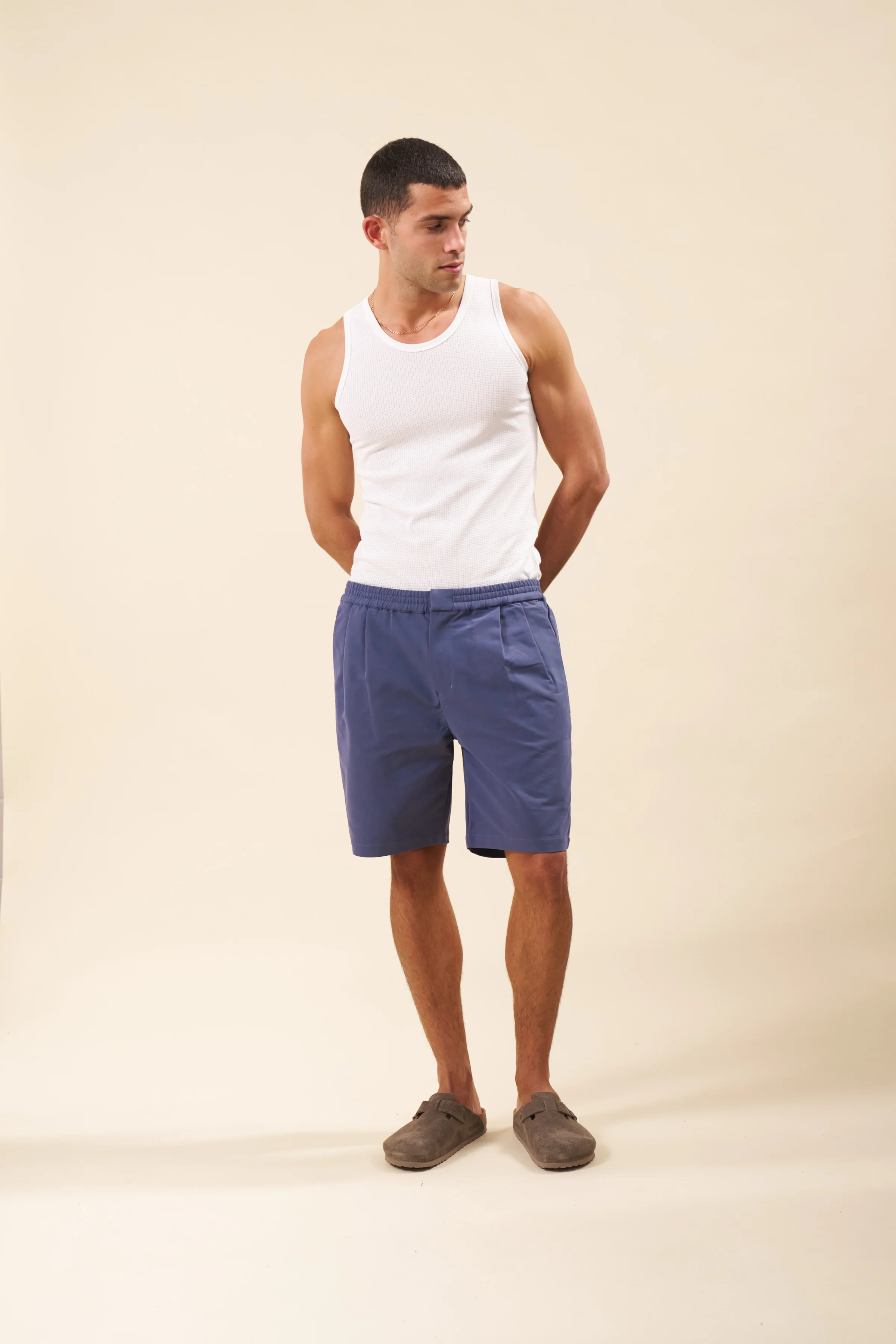 PEACHED CANVAS SHORTS - MID BLUE - Image 7