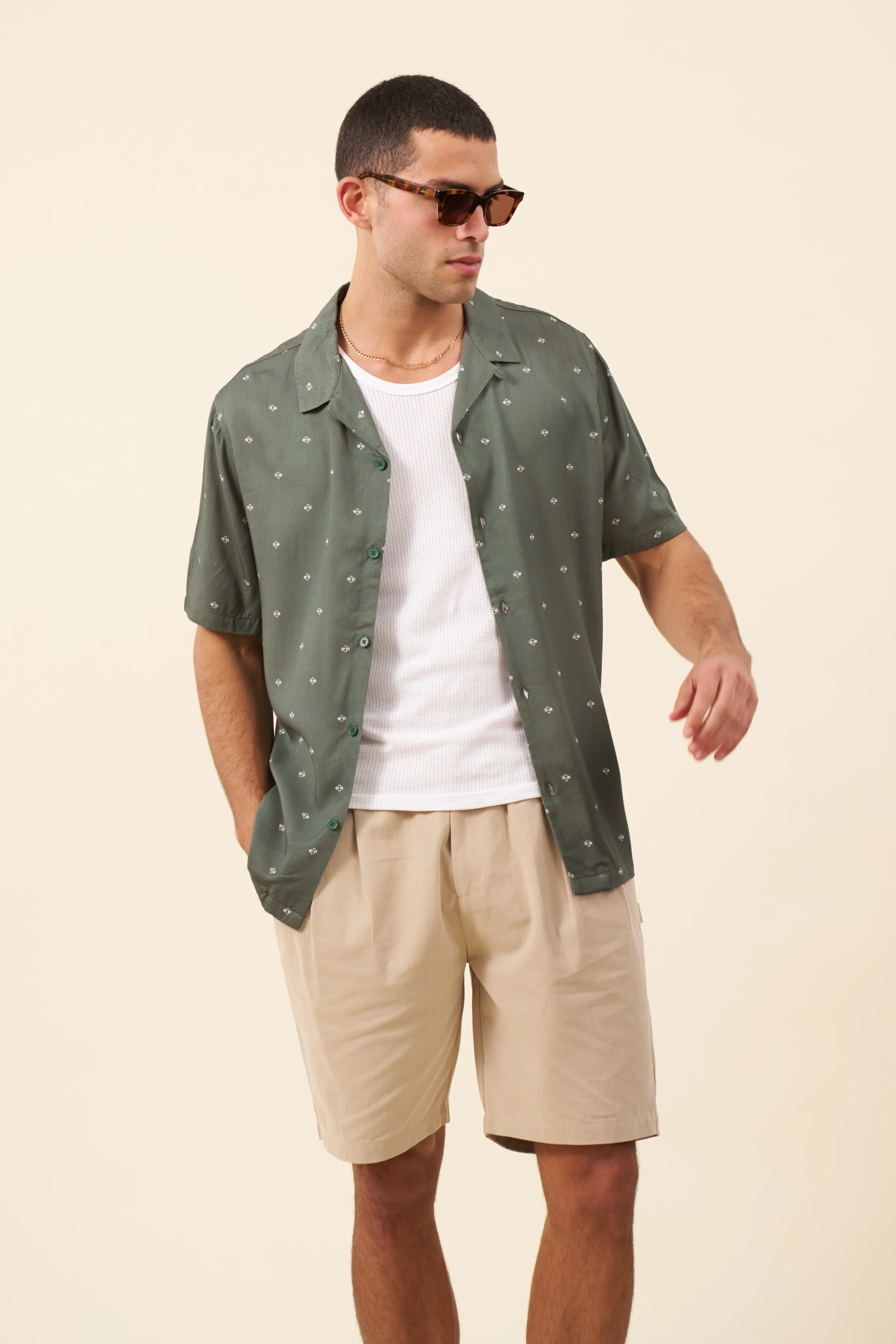PEACHED CANVAS SHORTS - SAND - Image 3