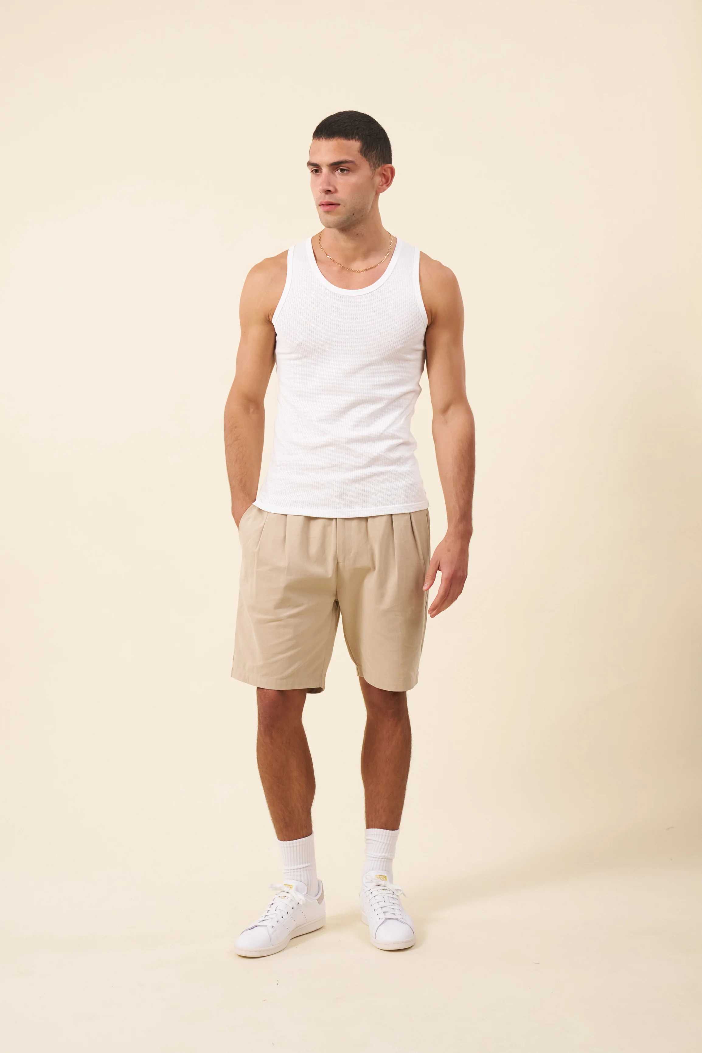 PEACHED CANVAS SHORTS - SAND - Image 6