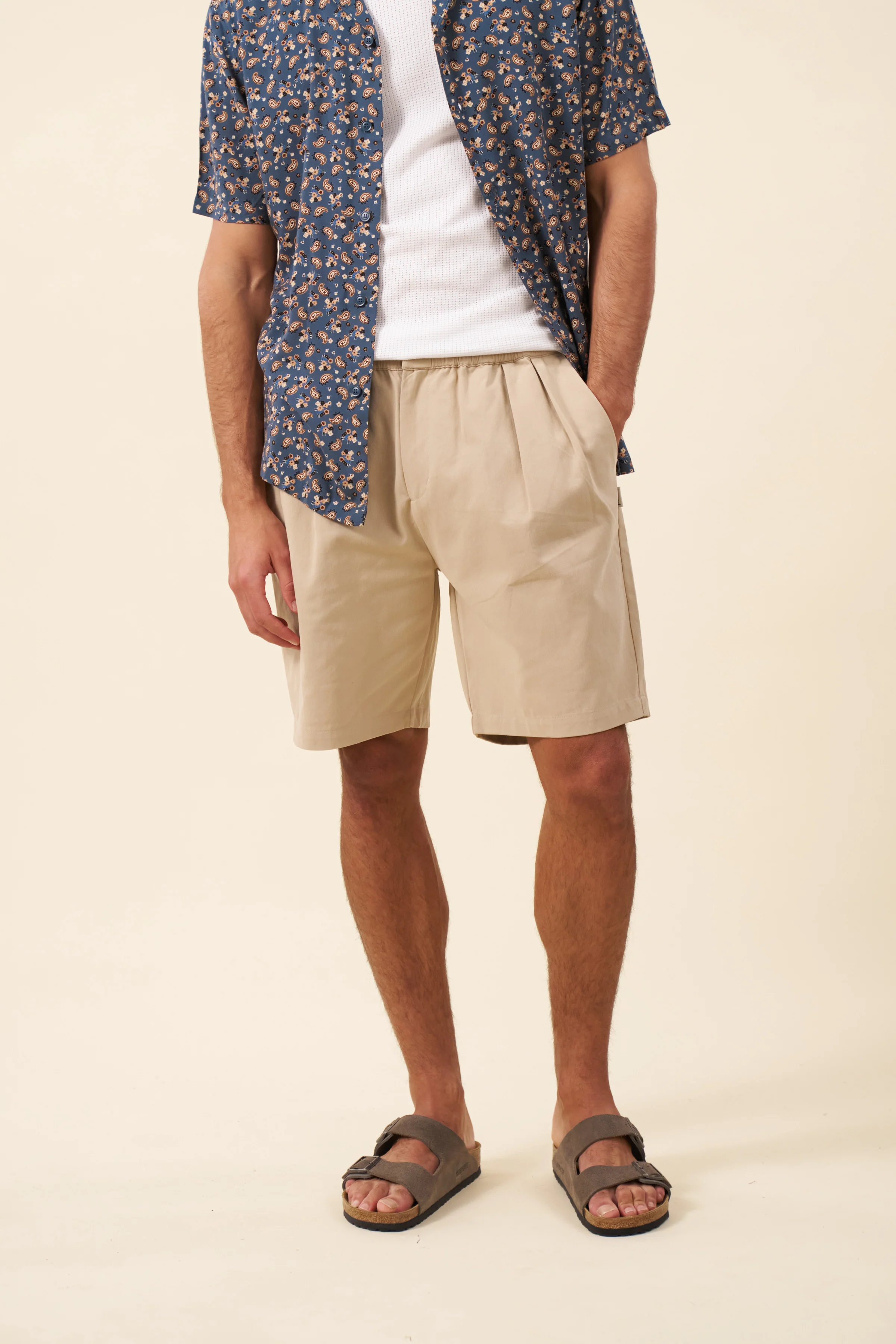 PEACHED CANVAS SHORTS - SAND - Image 7