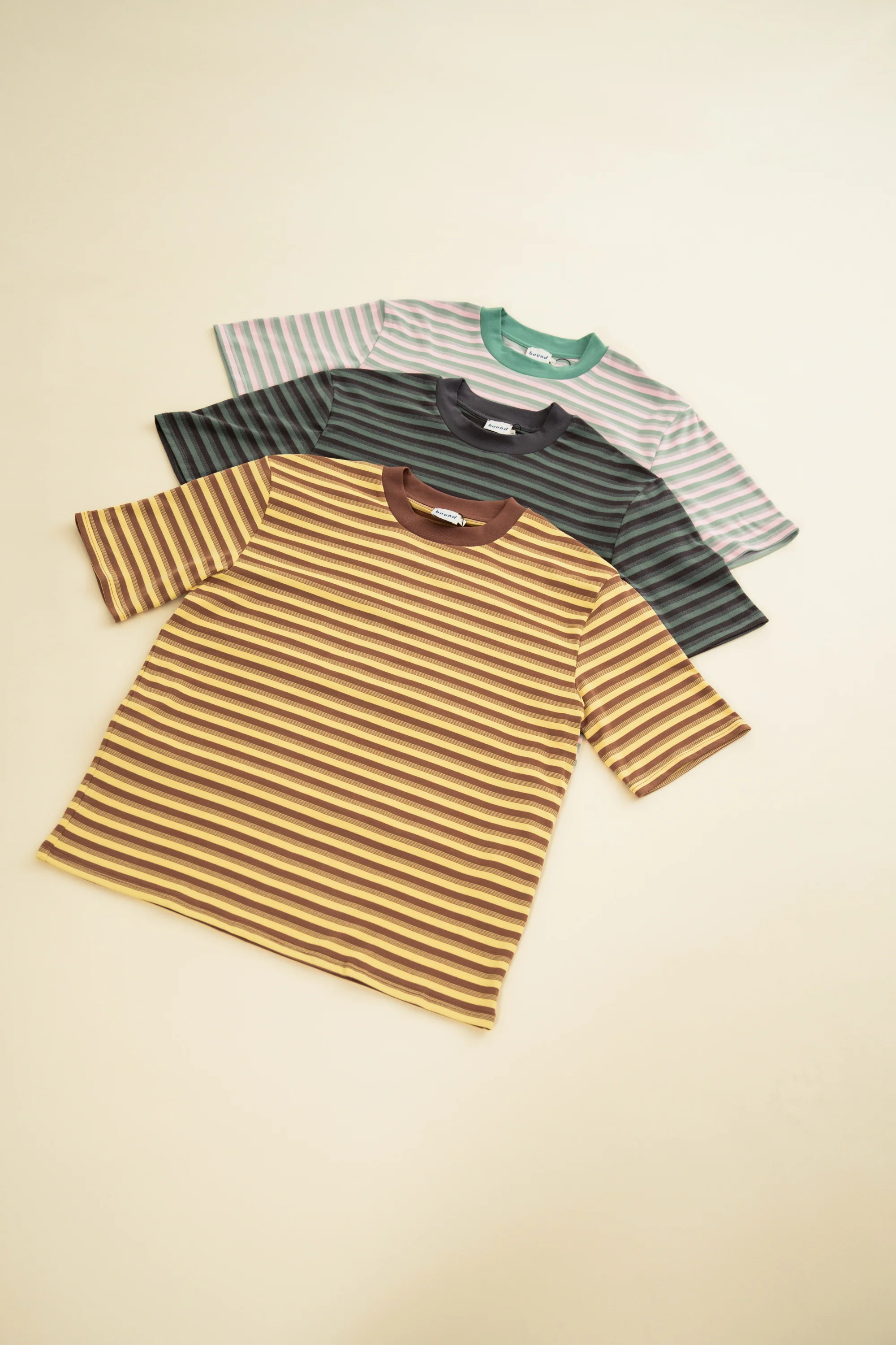 PEACHED STRIPE TEE - CHARCOAL & SAGE - Image 9