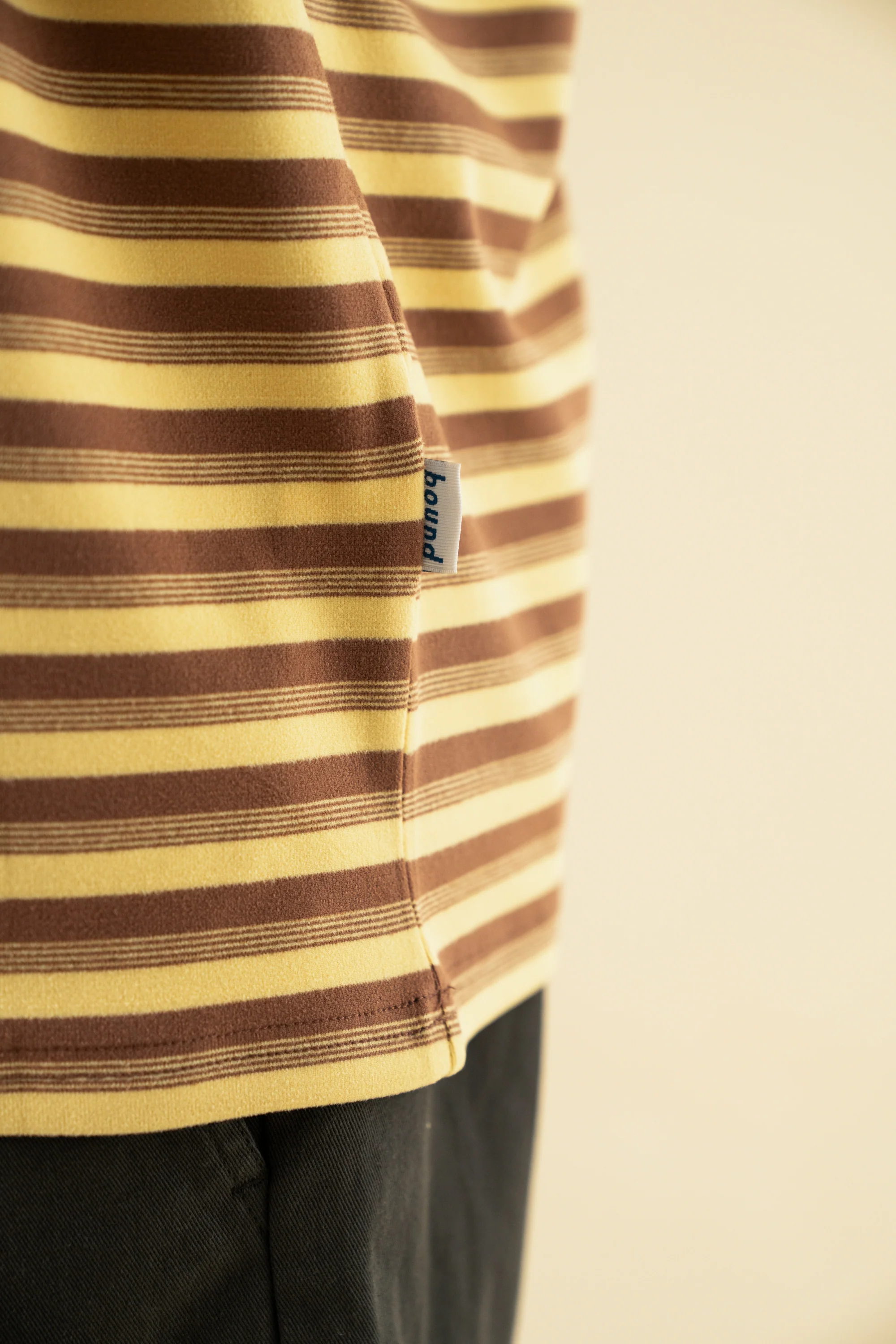 PEACHED STRIPE TEE - BROWN & YELLOW - Image 6