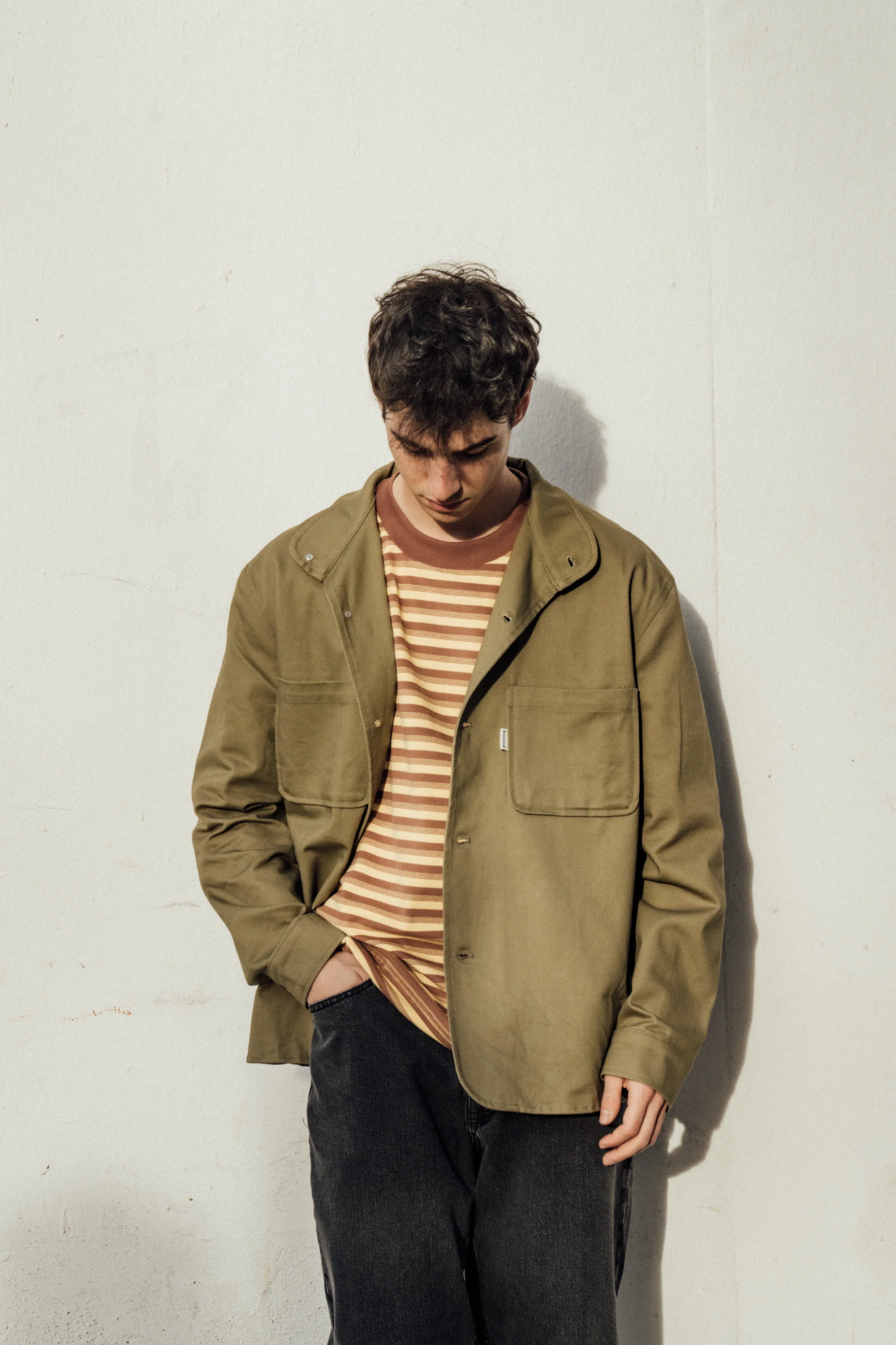 PEACHED STRIPE TEE - BROWN & YELLOW - Image 8