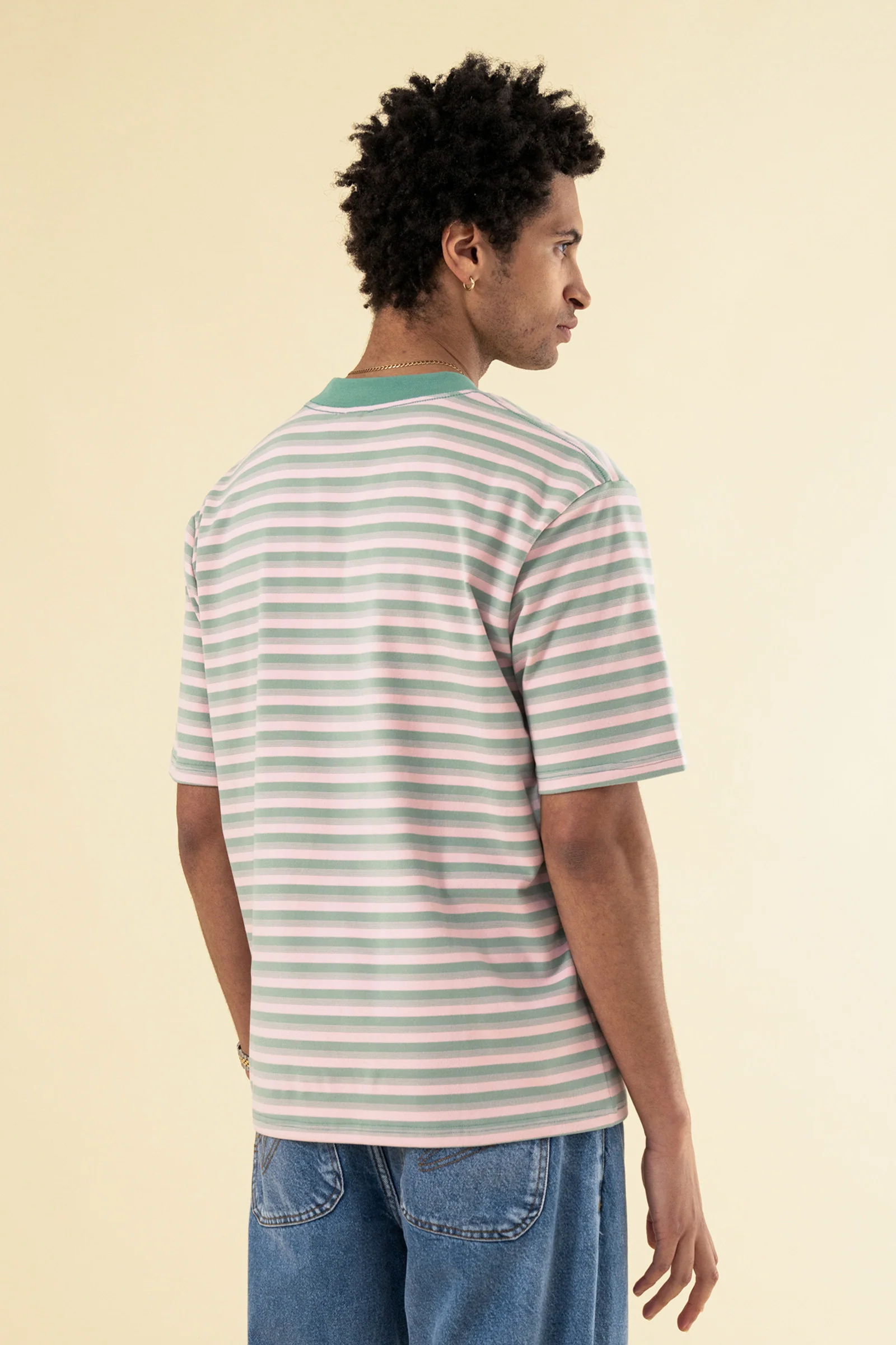 PEACHED STRIPE TEE - PINK & GREEN - Image 5