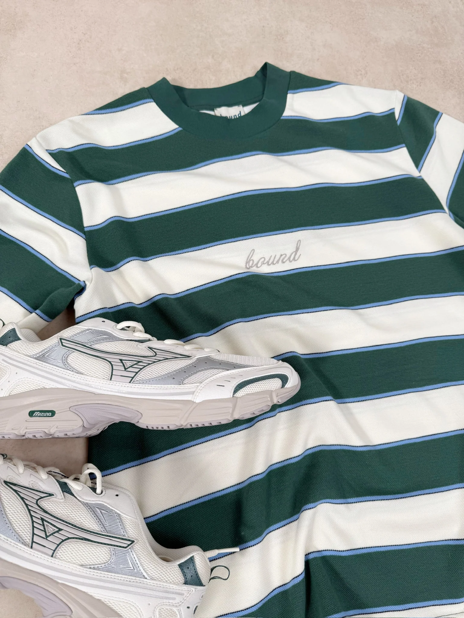 PIQUE STRIPE TEE - RETRO GREEN / BLUE / WHITE - Image 8