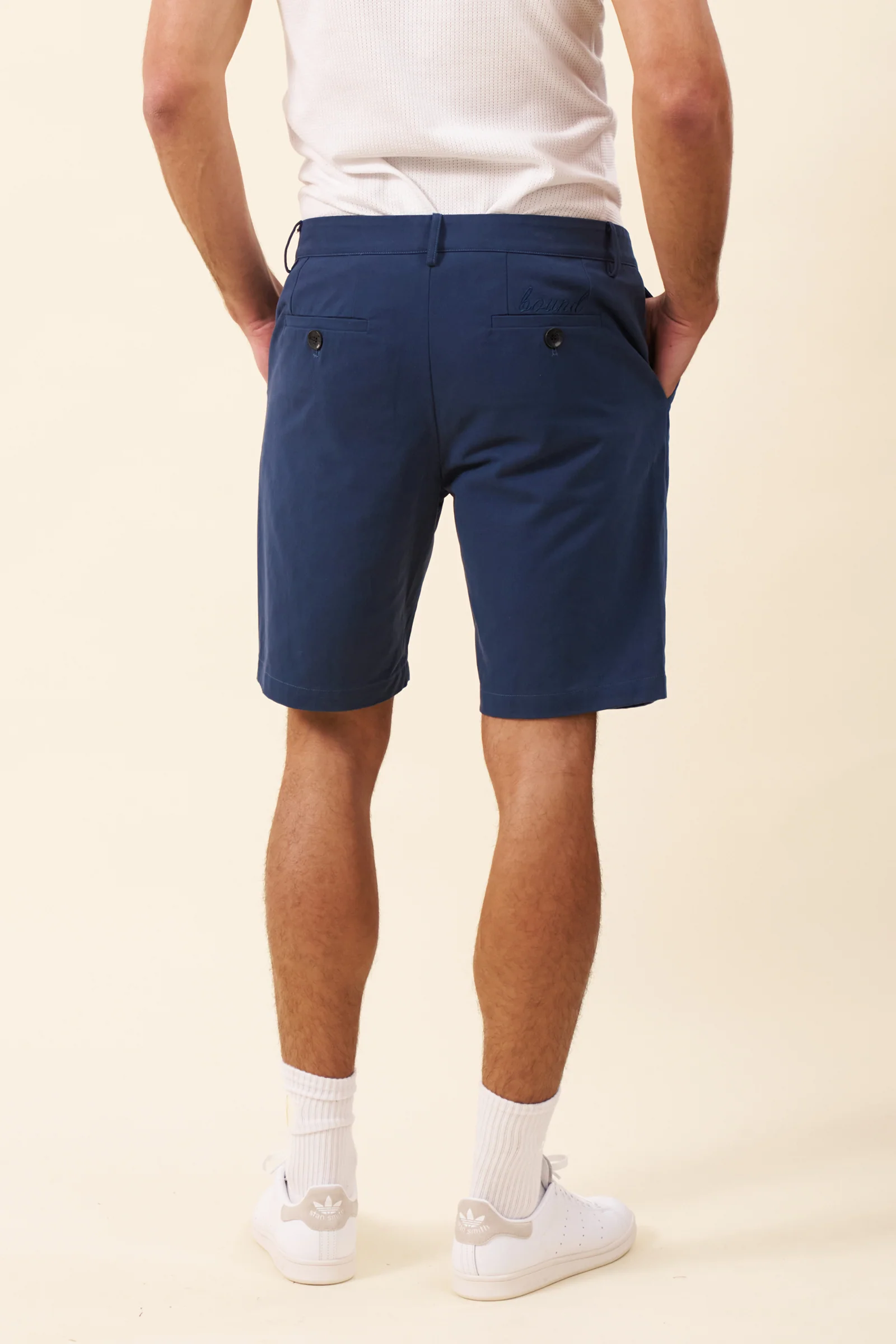 PLEAT SMART CANVAS SHORTS - NAVY - Image 4