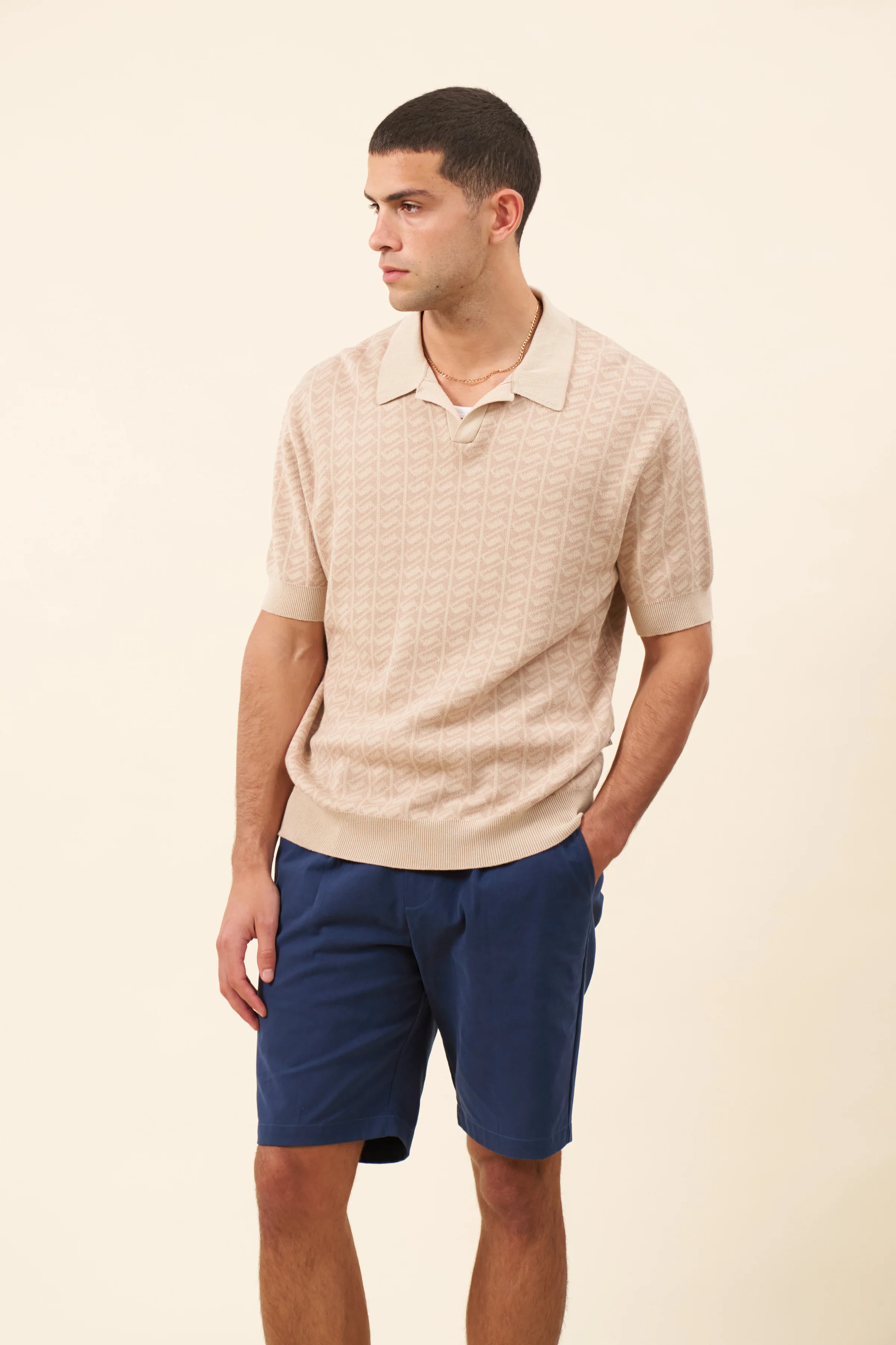 PLEAT SMART CANVAS SHORTS - NAVY - Image 8