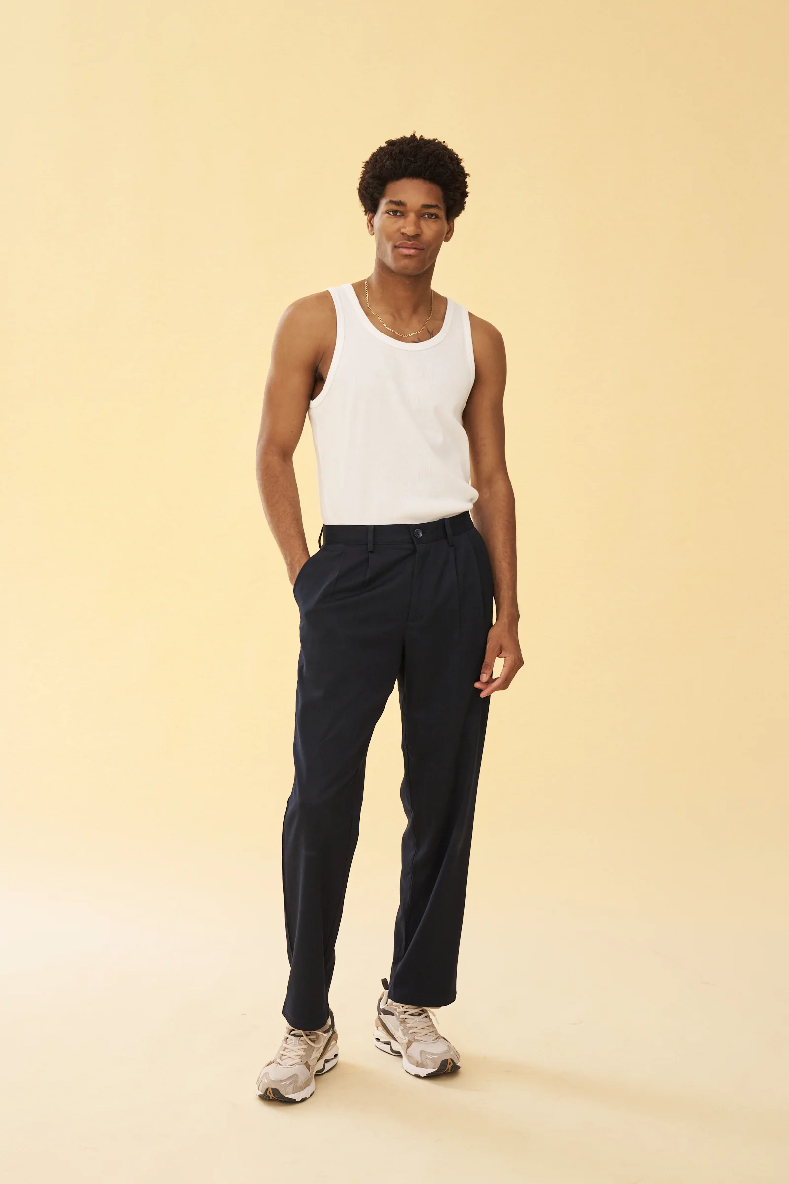 PLEATED SMART TROUSERS - NAVY - Image 6