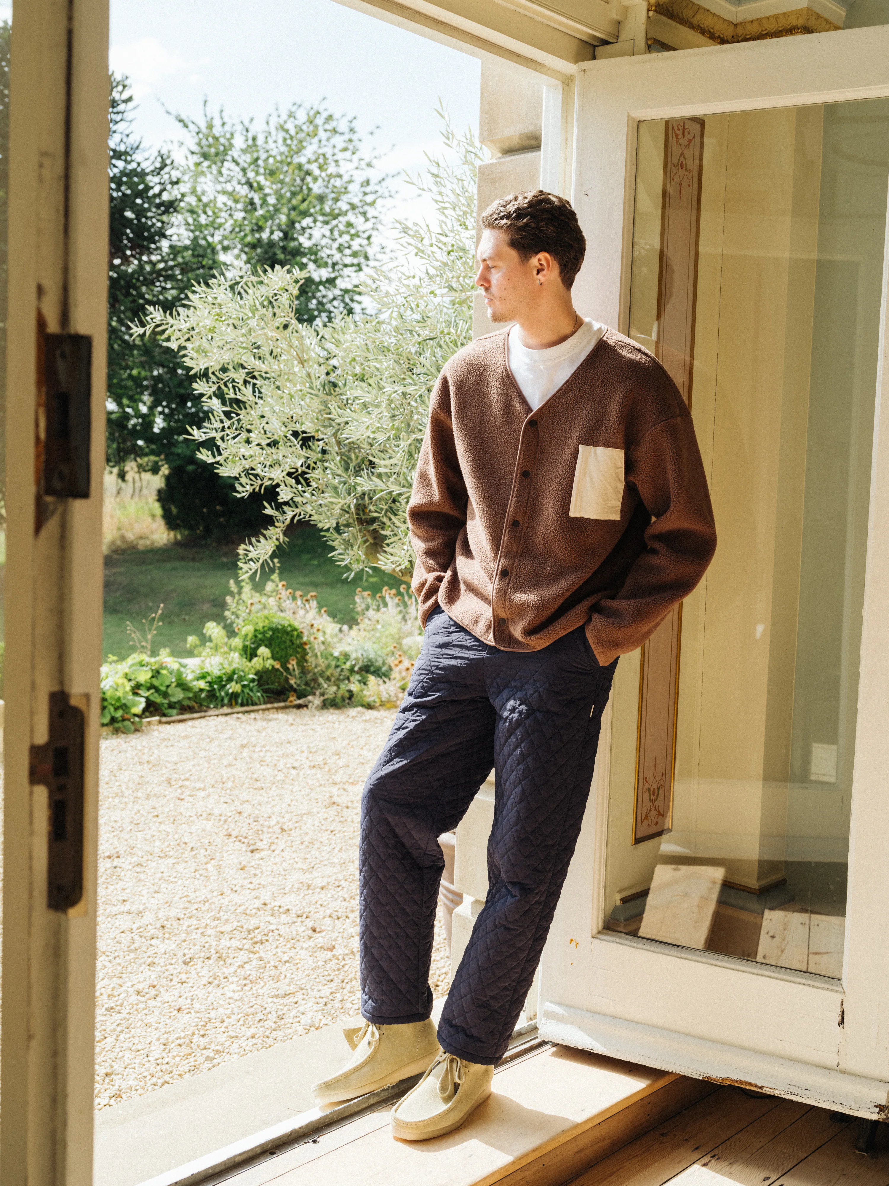 POCKET FLEECE CARDIGAN - BROWN - Image 7