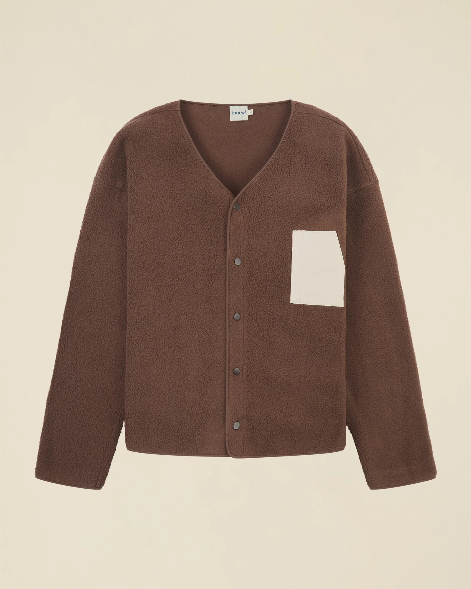 POCKET FLEECE CARDIGAN - BROWN - Image 9