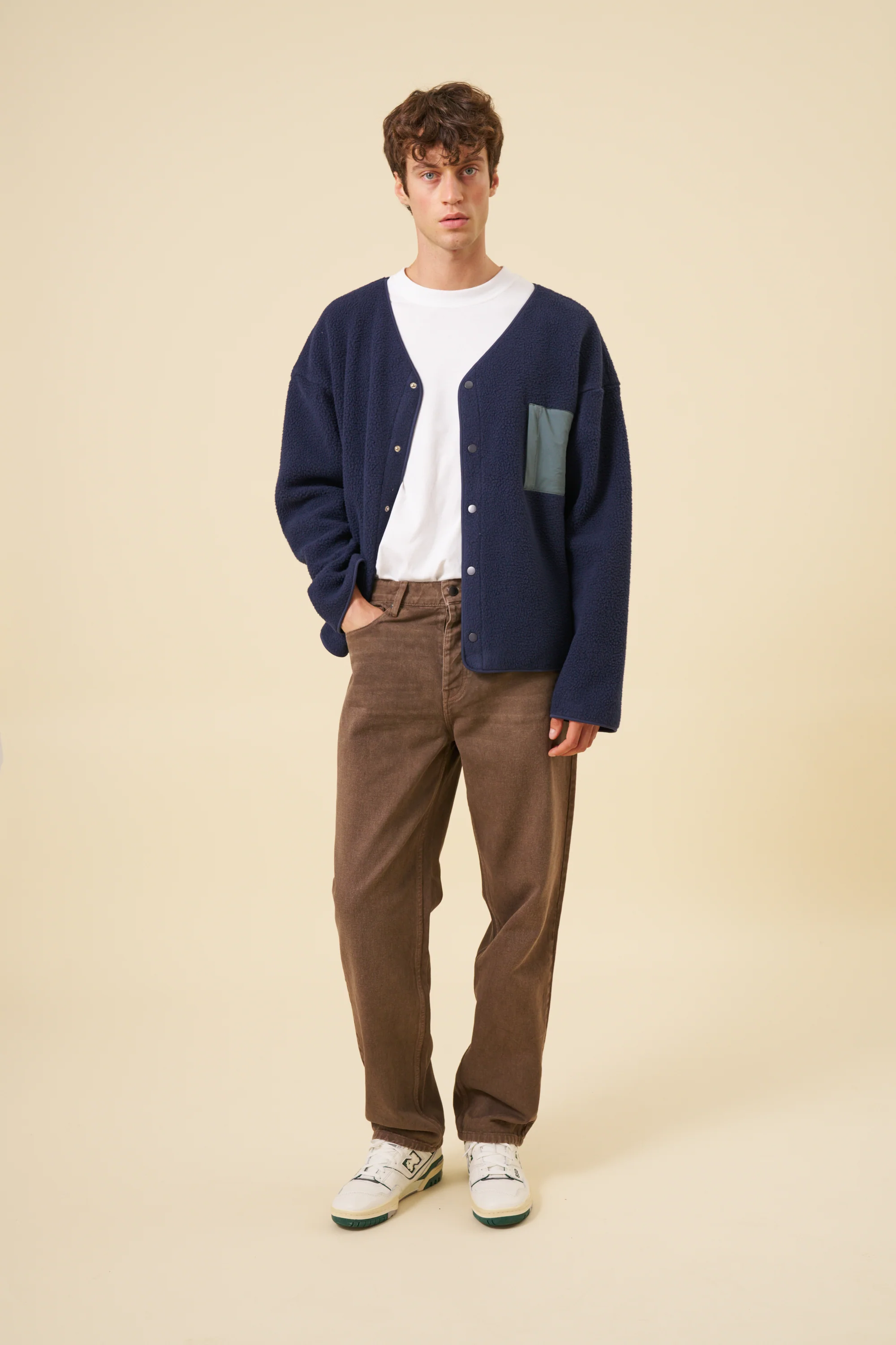 POCKET FLEECE CARDIGAN - NAVY - Image 2