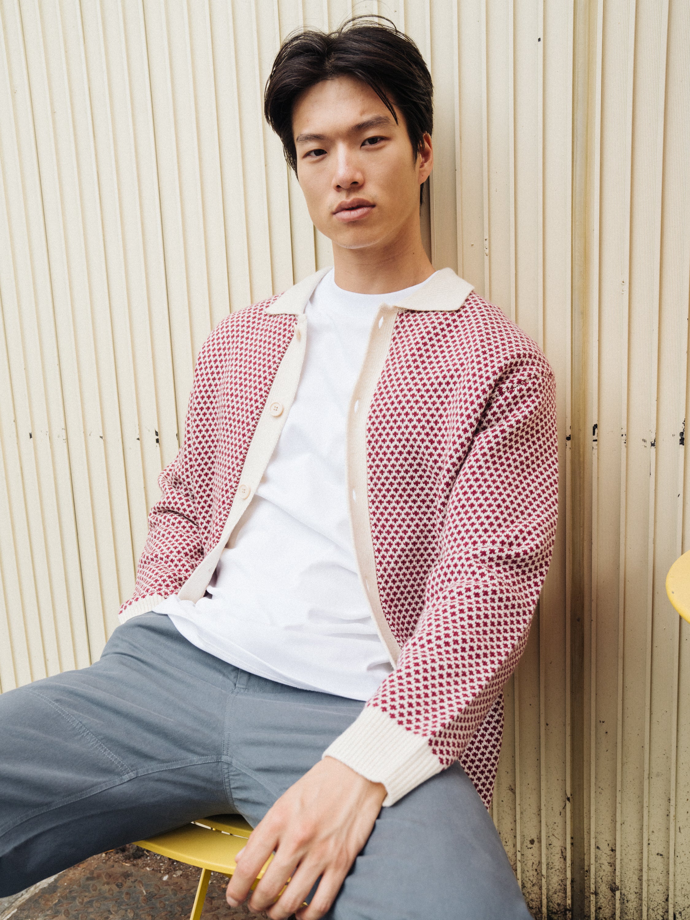 POLKA RETRO BUTTON KNIT - CHERRY - Image 2