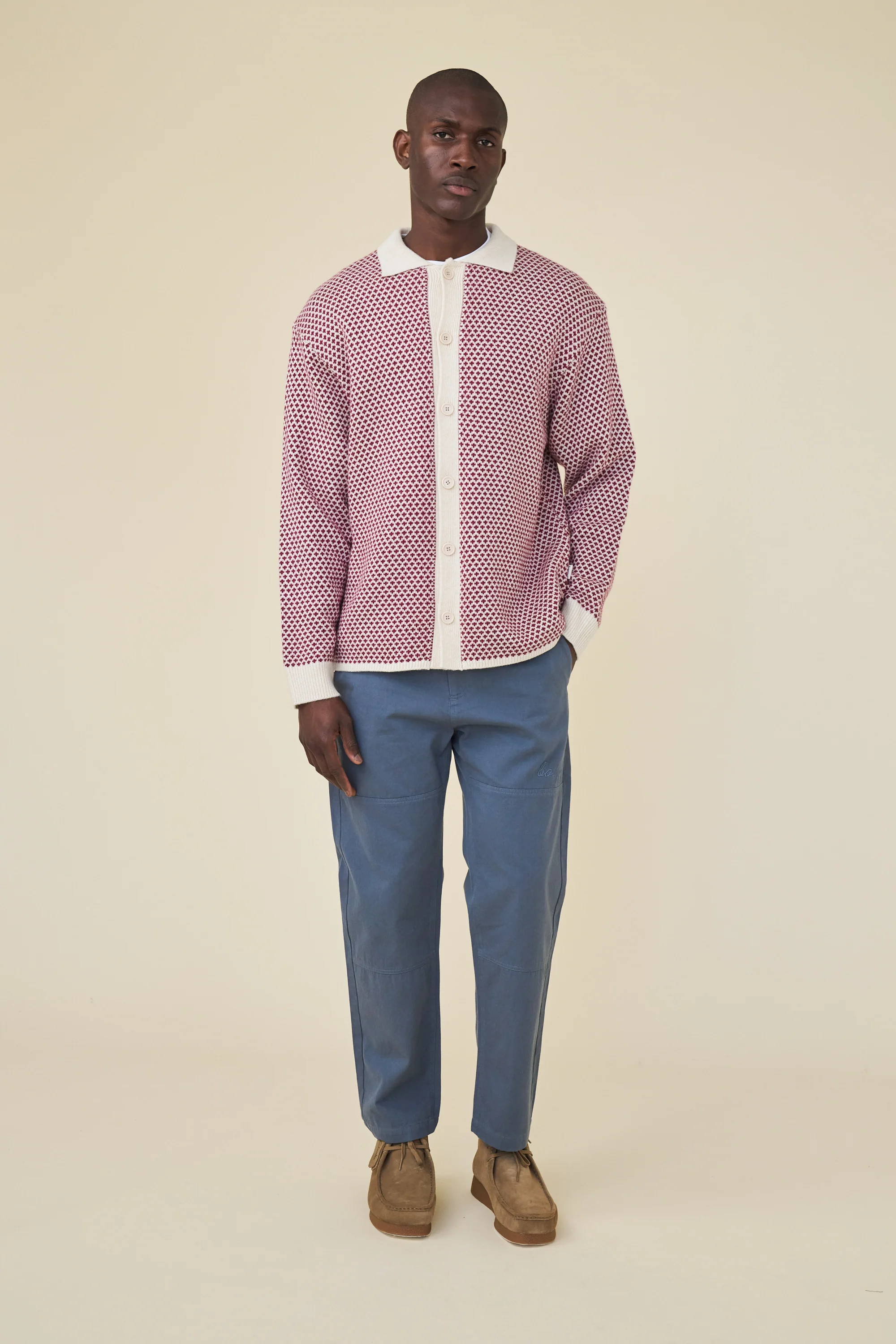 POLKA RETRO BUTTON KNIT - CHERRY - Image 3