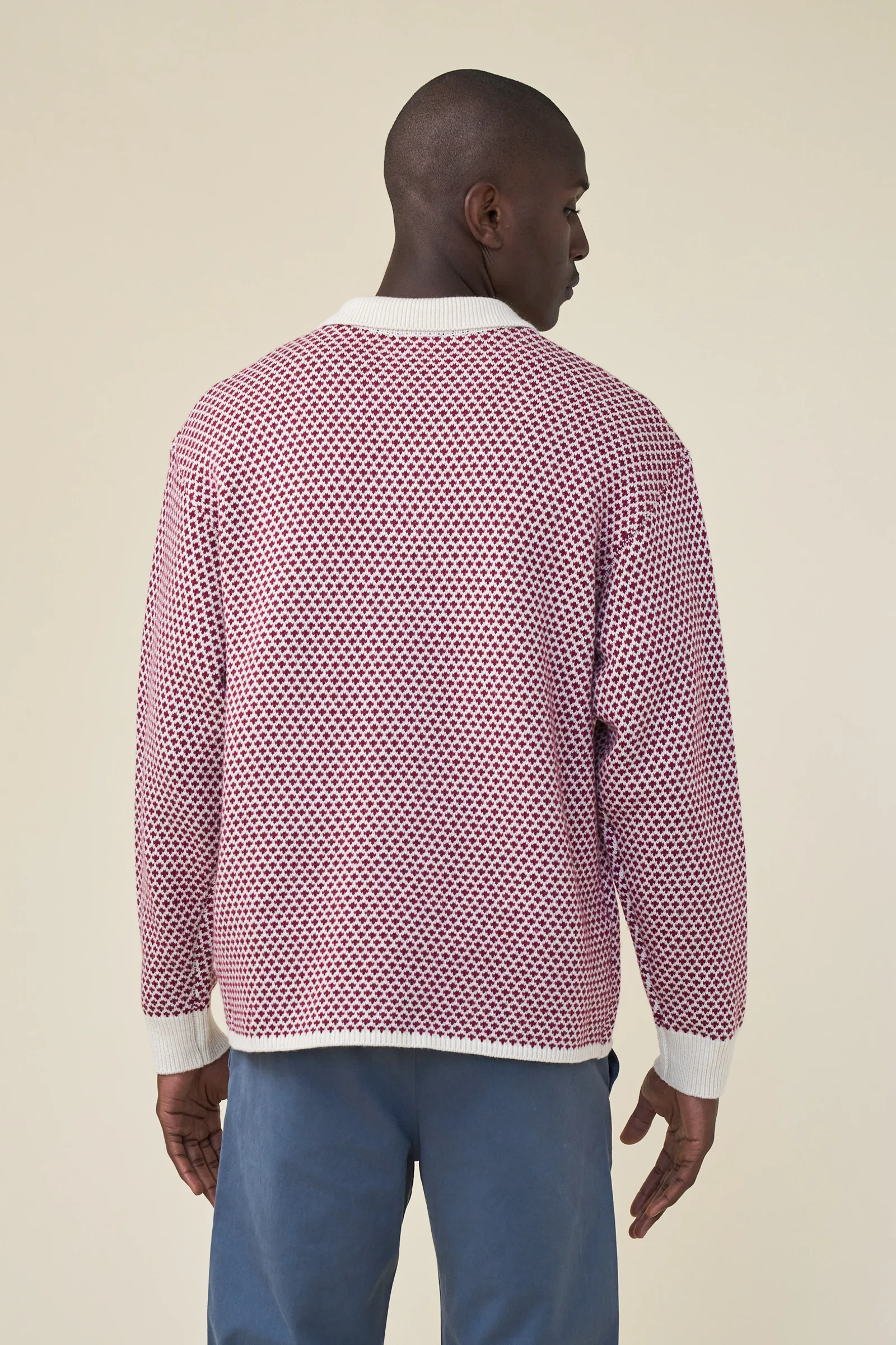 POLKA RETRO BUTTON KNIT - CHERRY - Image 4