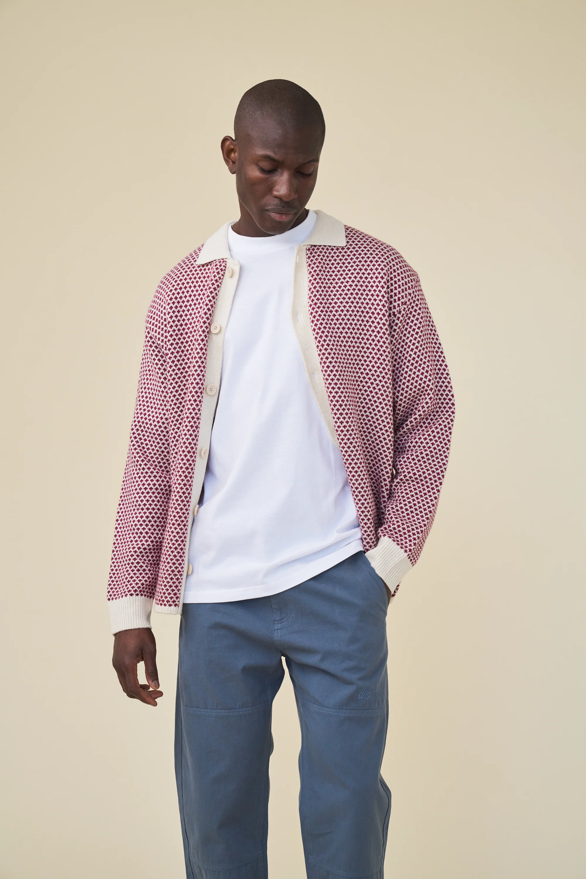 POLKA RETRO BUTTON KNIT - CHERRY - Image 5