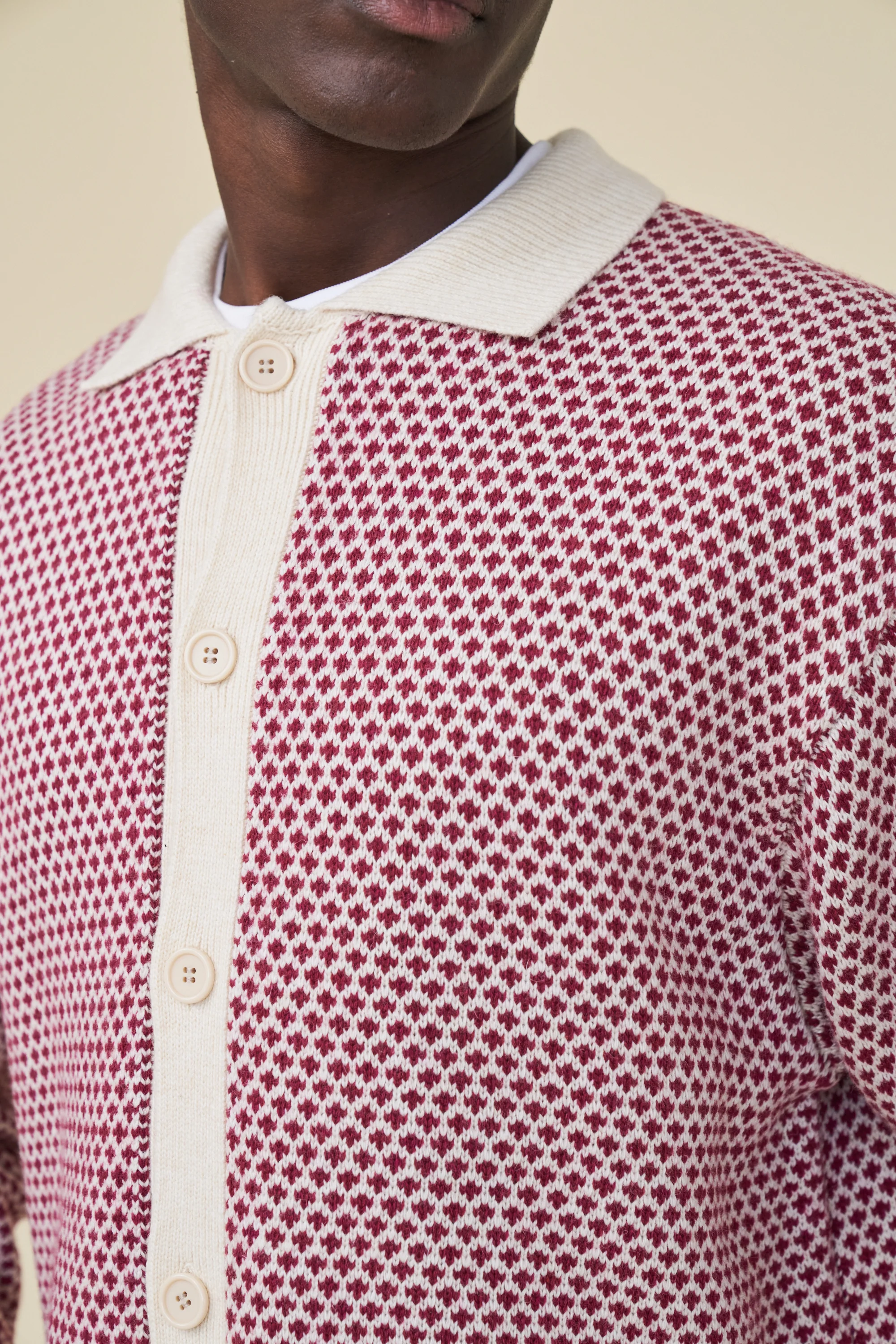 POLKA RETRO BUTTON KNIT - CHERRY - Image 6