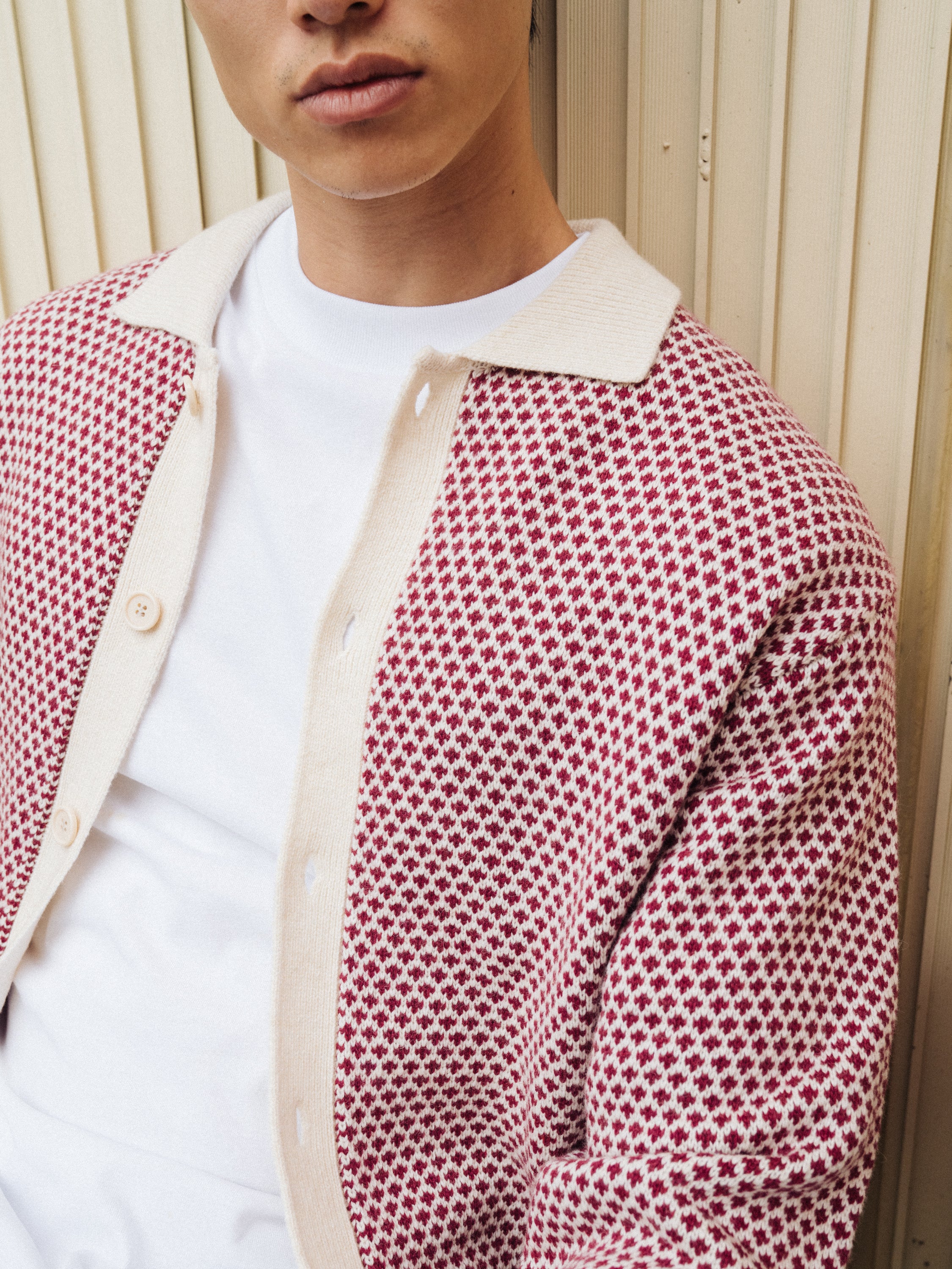 POLKA RETRO BUTTON KNIT - CHERRY - Image 9