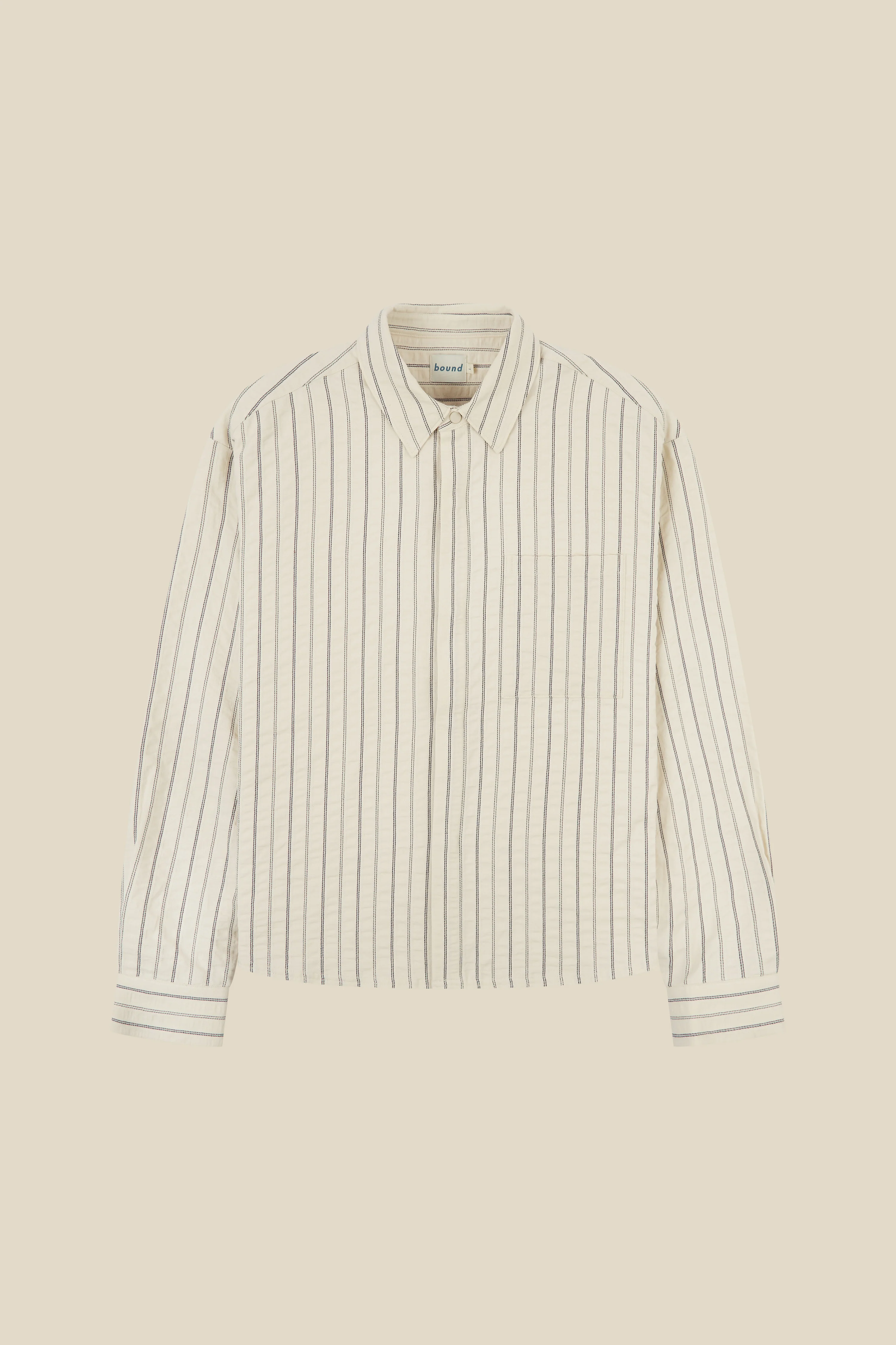 PORTO HERRINGBONE STRIPE SHIRT - CREAM - Image 8