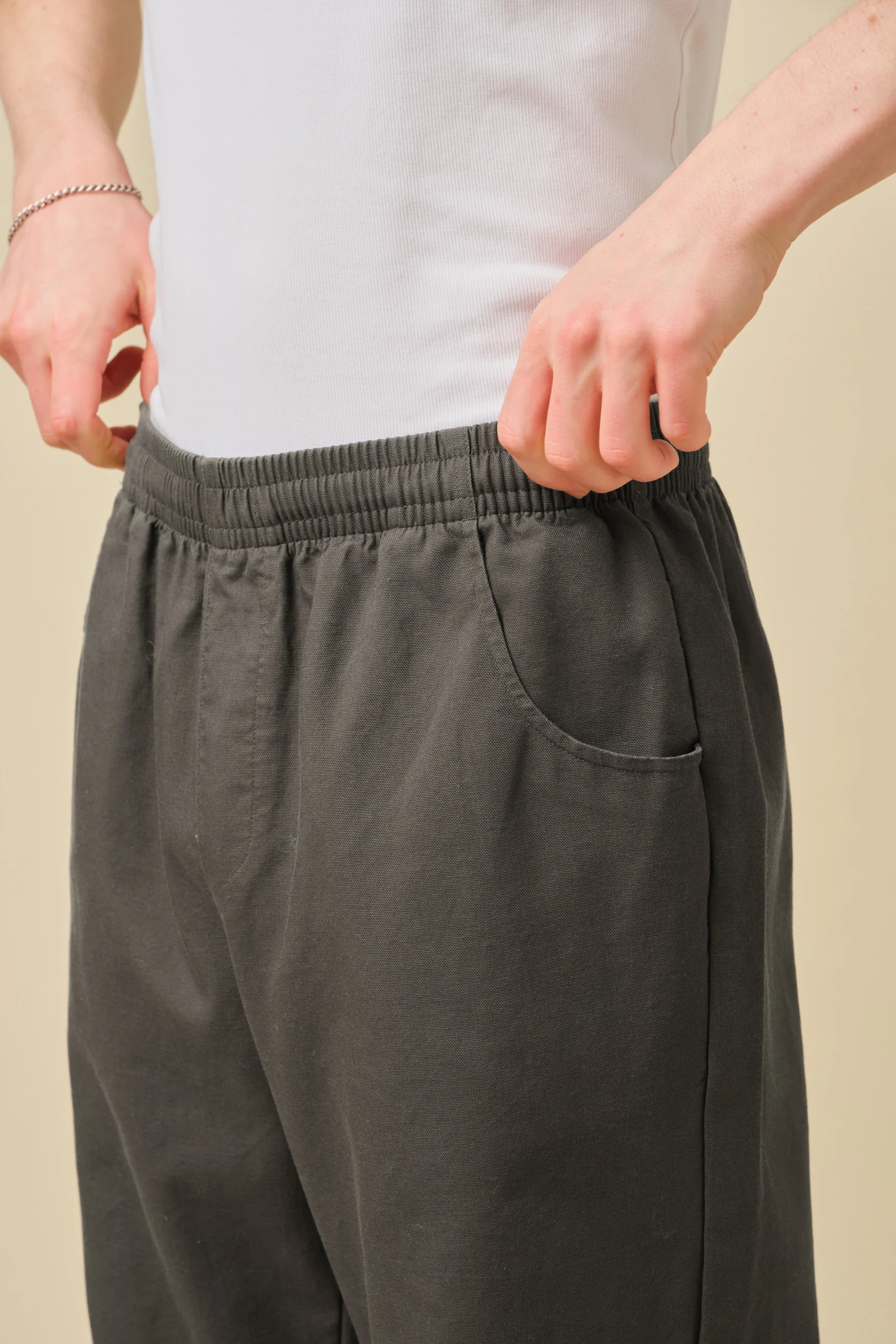 CANVAS RELAXED TROUSERS - CHARCOAL - Image 3