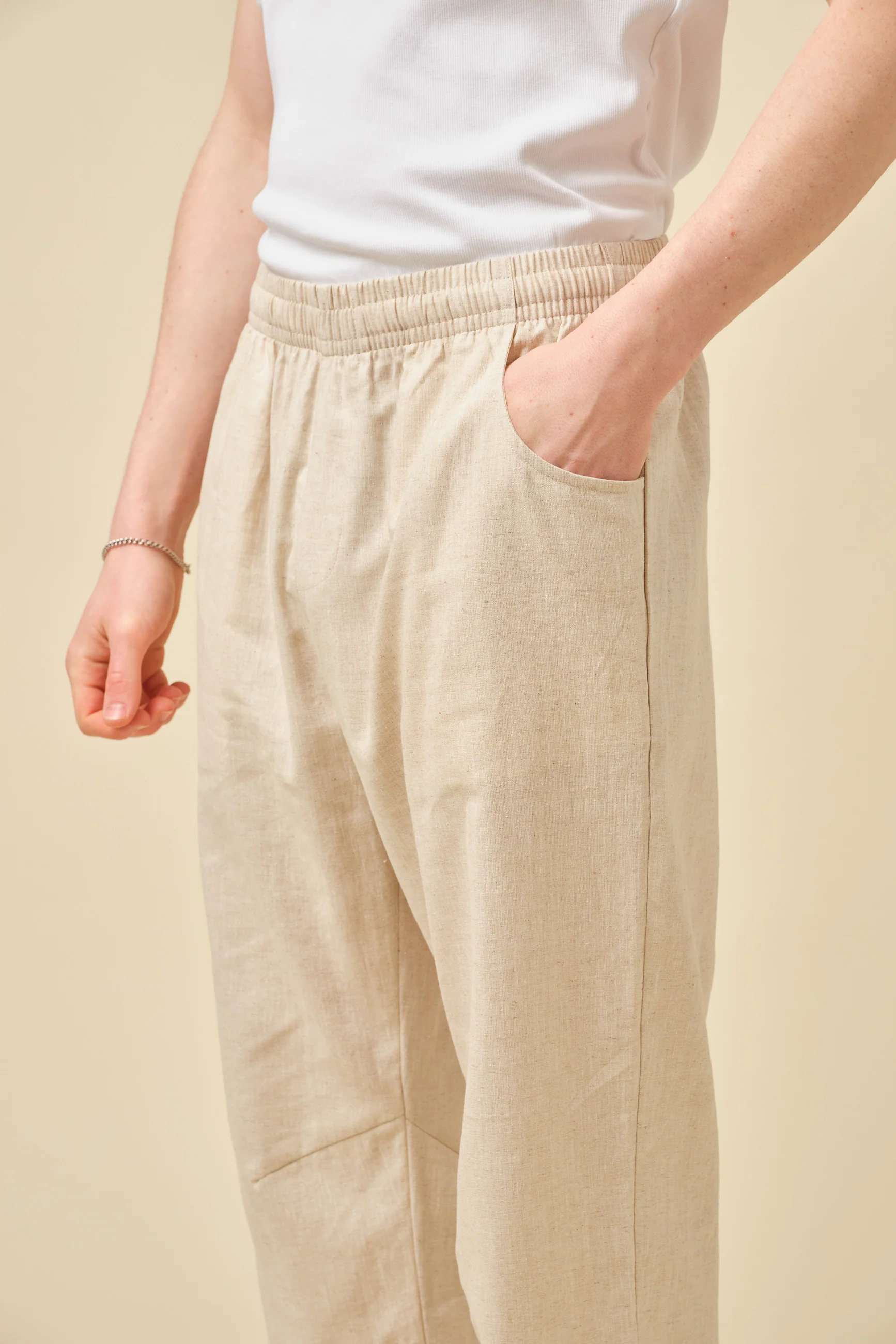 PORTO LINEN TROUSERS - SAND - Image 5