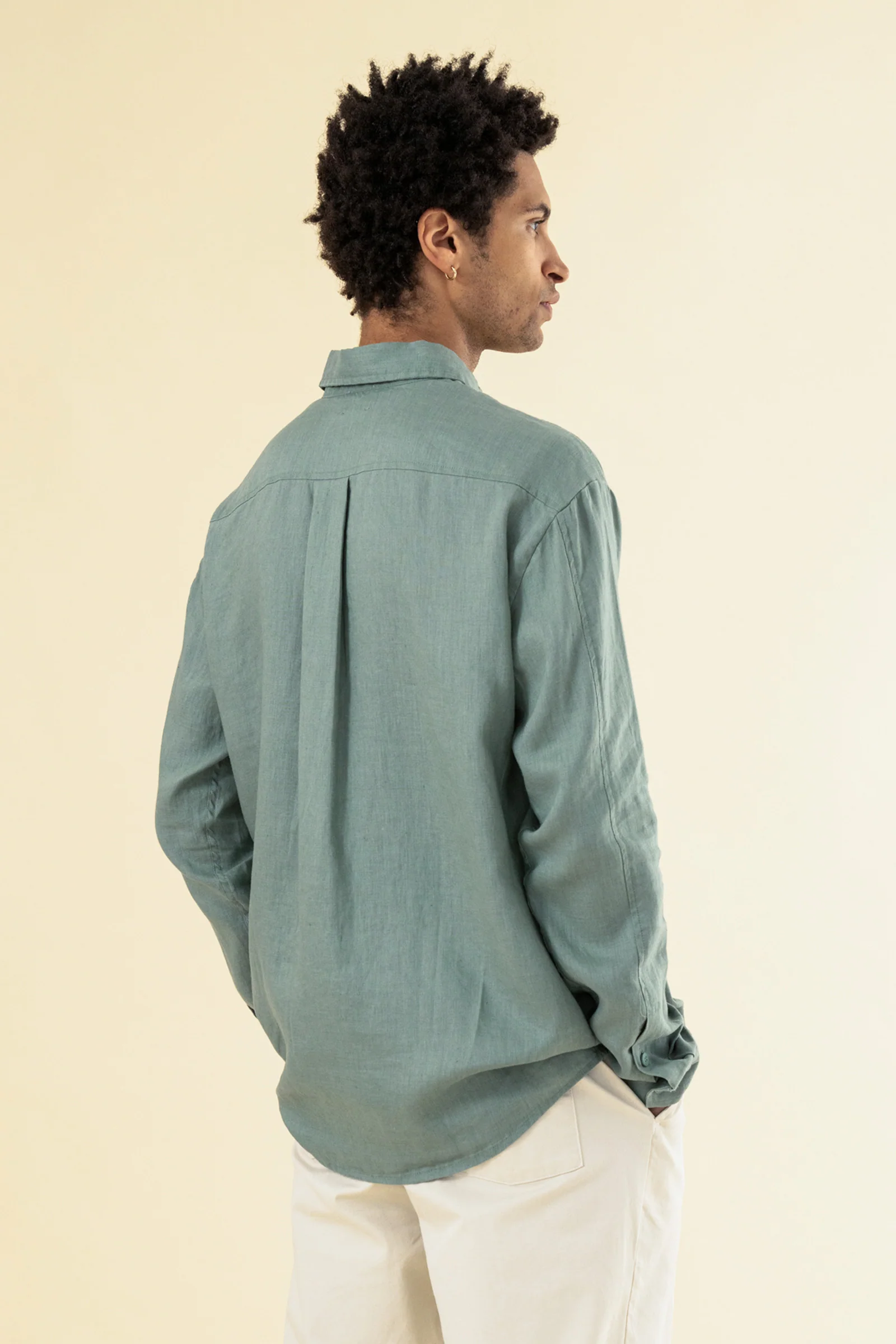 PREMIUM LINEN LONGSLEEVE SHIRT - AQUA - Image 4